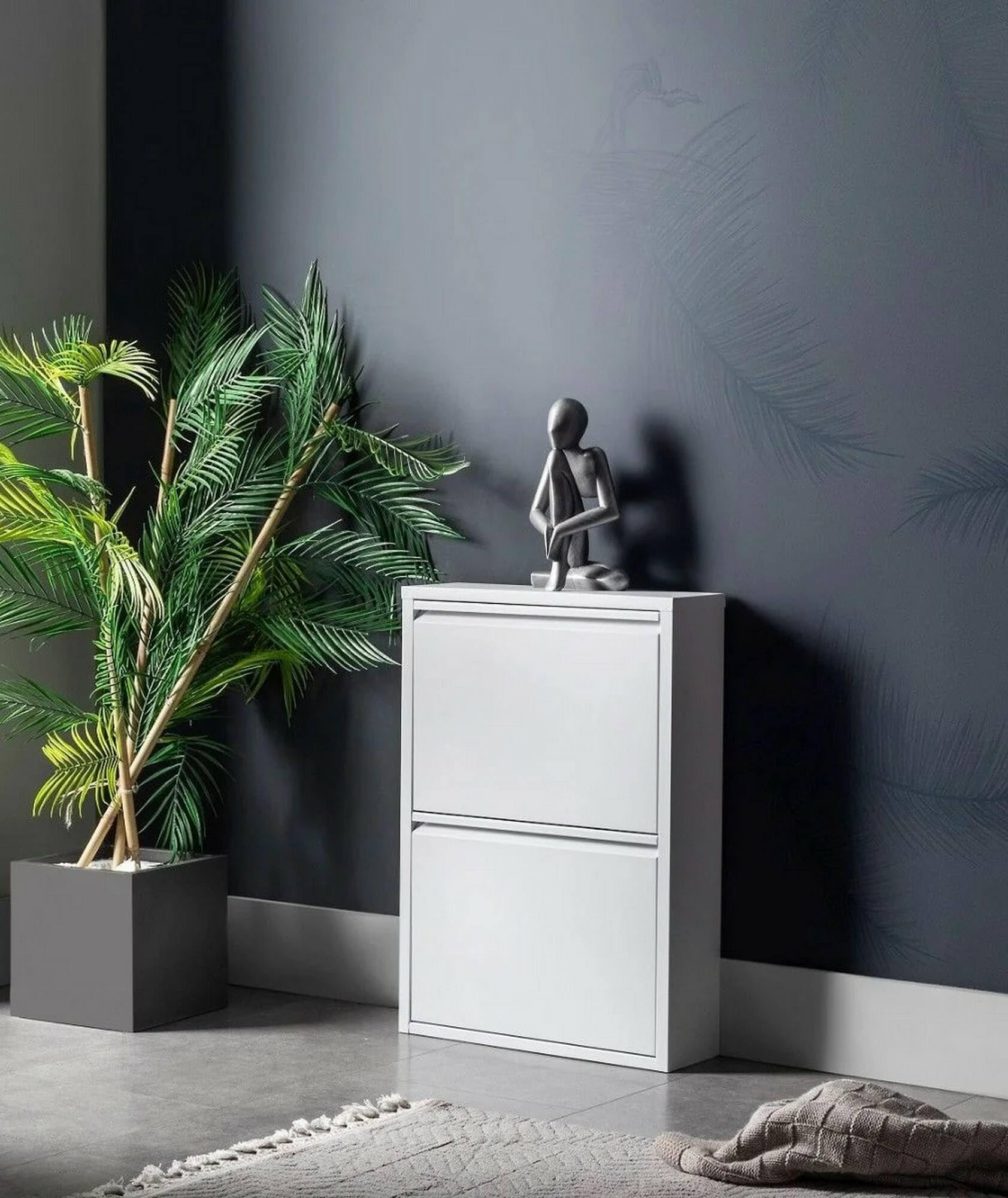 Dmora Scarpiera Ezequiel 2 Scomparti, Bianco