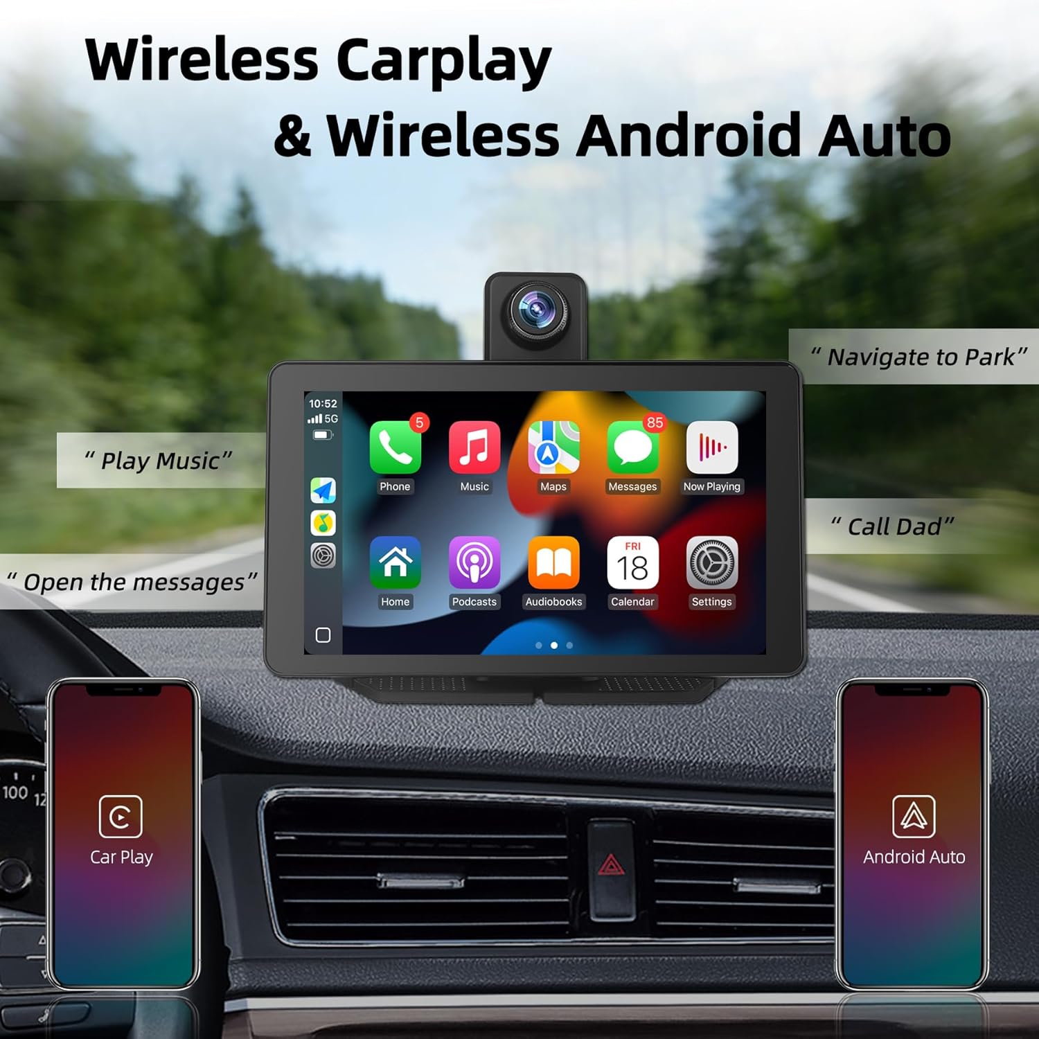 Schermo Auto Wireless Carplay & Android Auto 7 Pollici - immagine 2