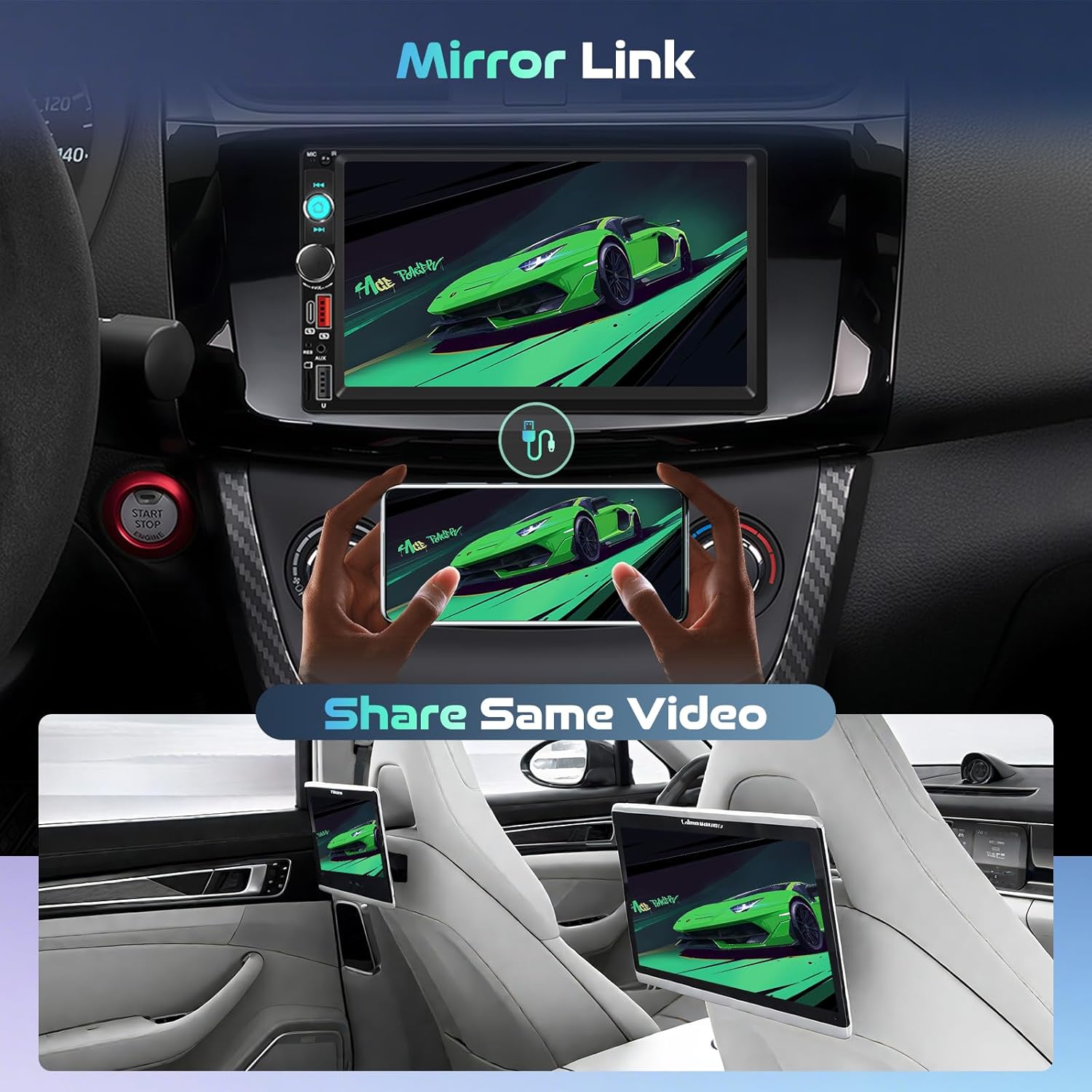 Hodozzy Autoradio 2 Din 7 pollici Touchscreen con Bluetooth - immagine 2