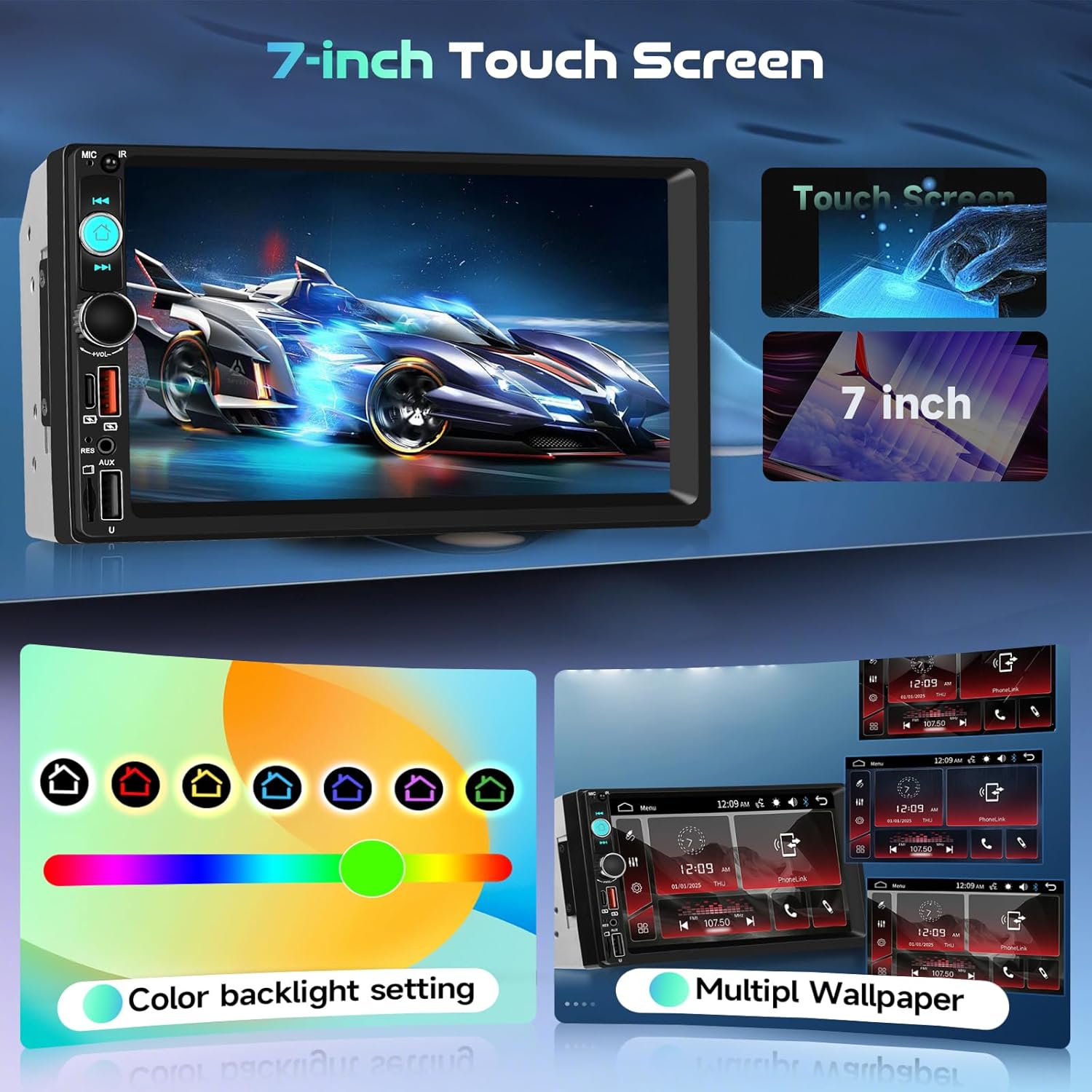 Hodozzy Autoradio 2 Din 7 pollici Touchscreen con Bluetooth - immagine 3