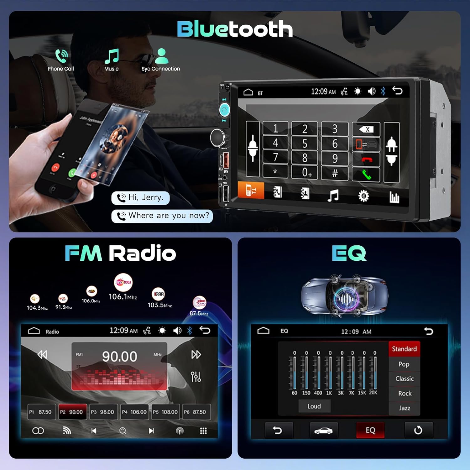 Hodozzy Autoradio 2 Din 7 pollici Touchscreen con Bluetooth - immagine 4