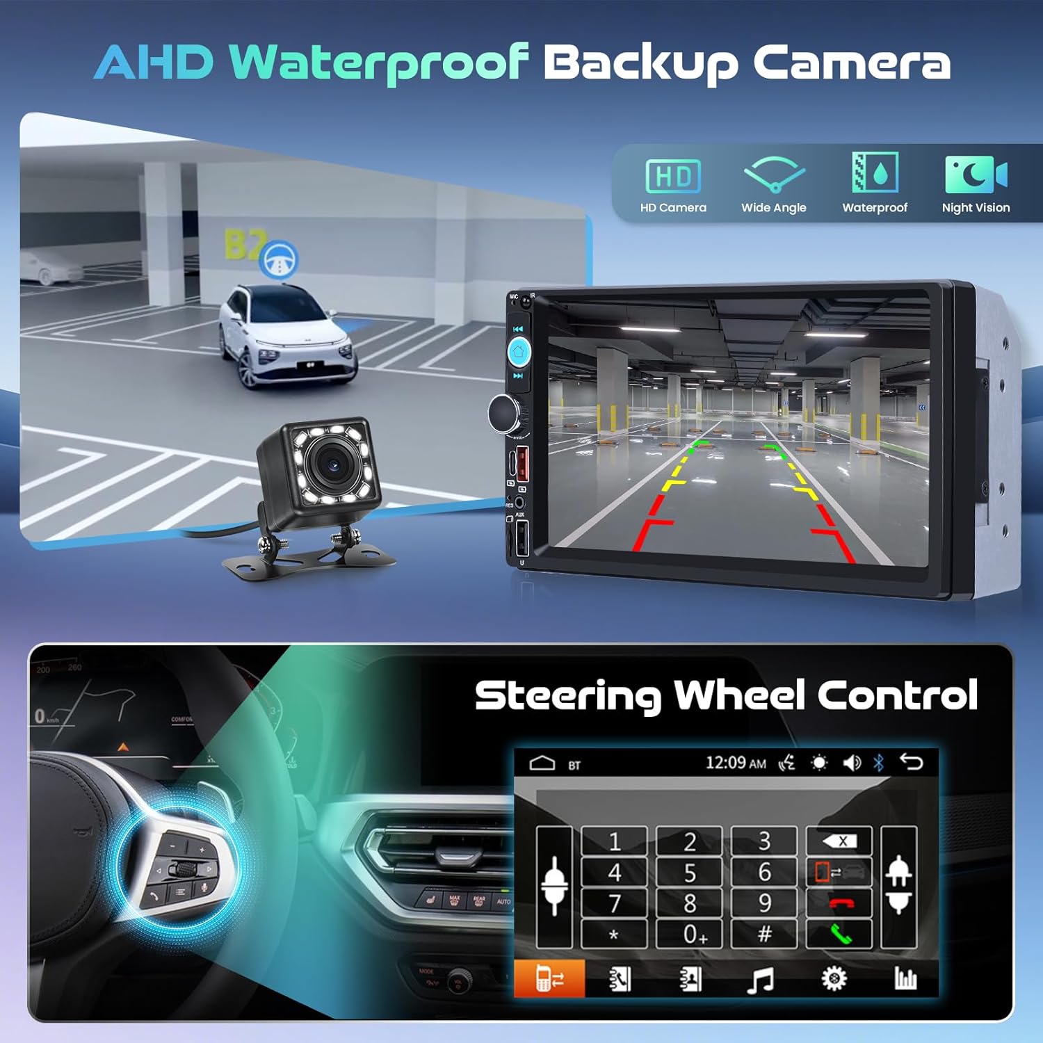 Hodozzy Autoradio 2 Din 7 pollici Touchscreen con Bluetooth - immagine 5