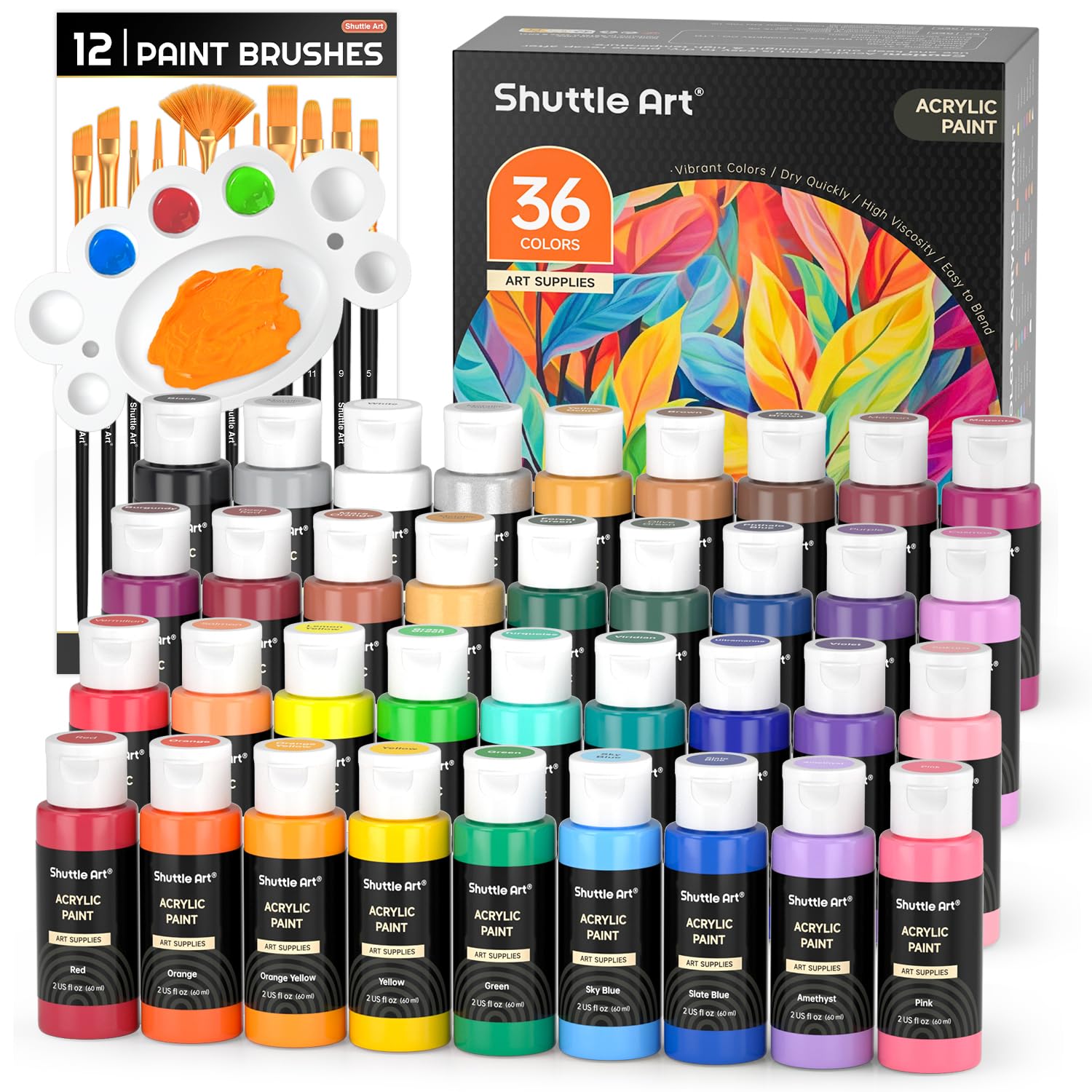 Shuttle Art 36 Colori Acrilico per Dipingere 60ml