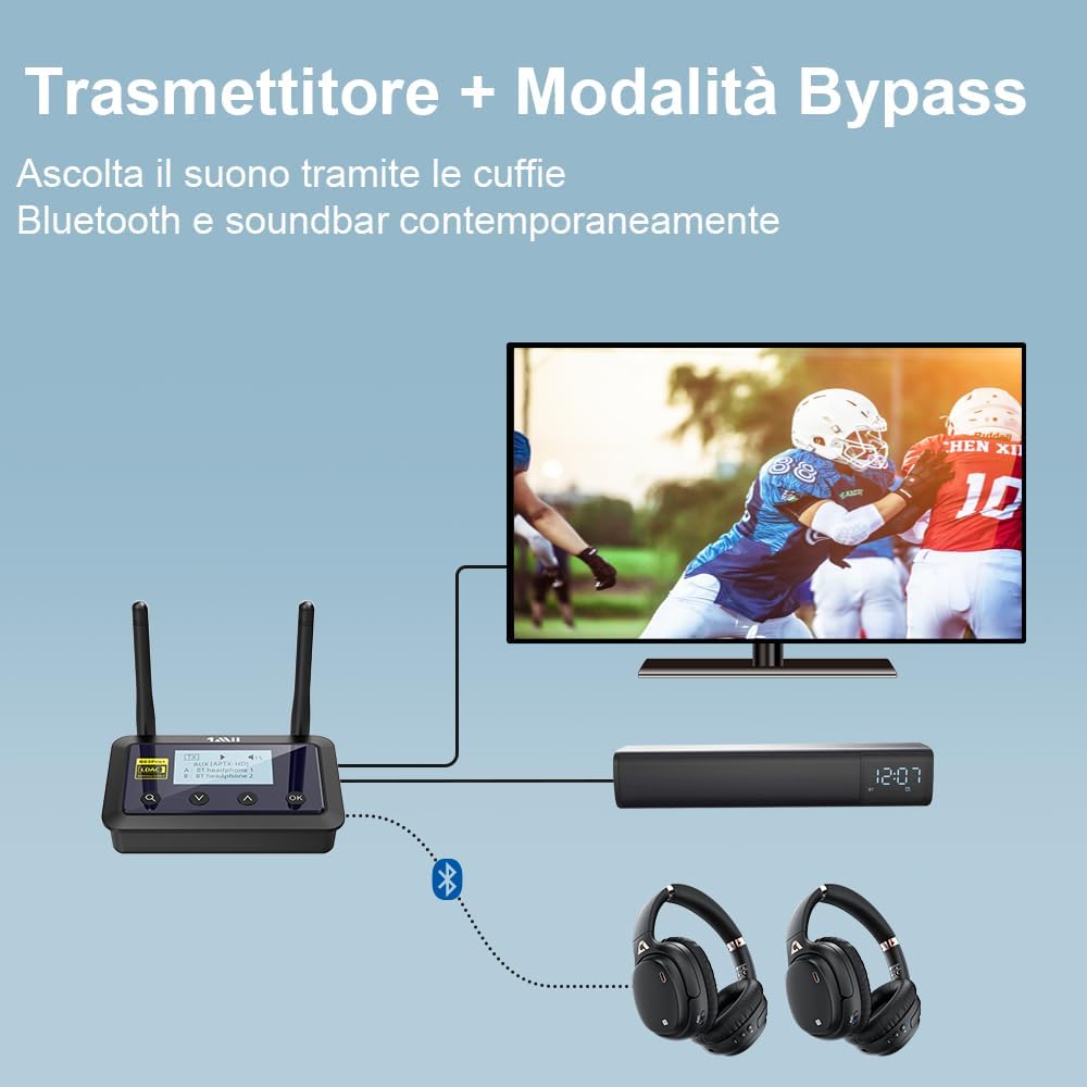 1mii B03Pro+ Trasmettitore Ricevitore Bluetooth 5.3 LDAC - immagine 4