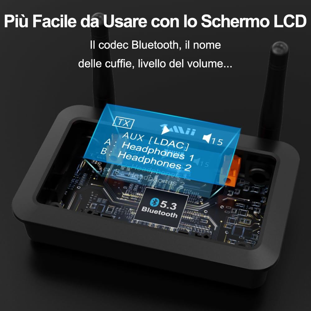 1mii B03Pro+ Trasmettitore Ricevitore Bluetooth 5.3 LDAC - immagine 6