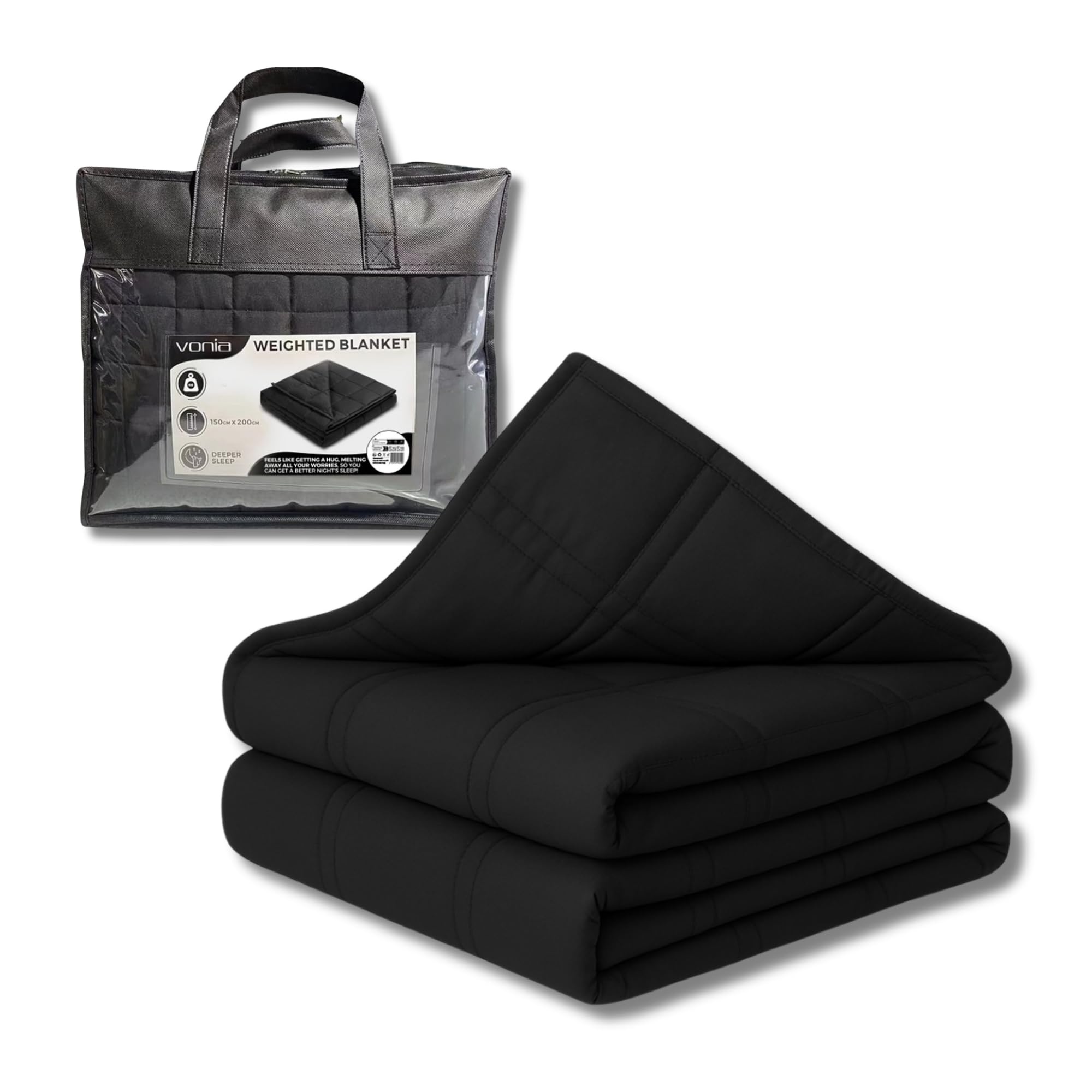 Vonia Coperta Ponderata 7 kg - 150x200 cm, Nera