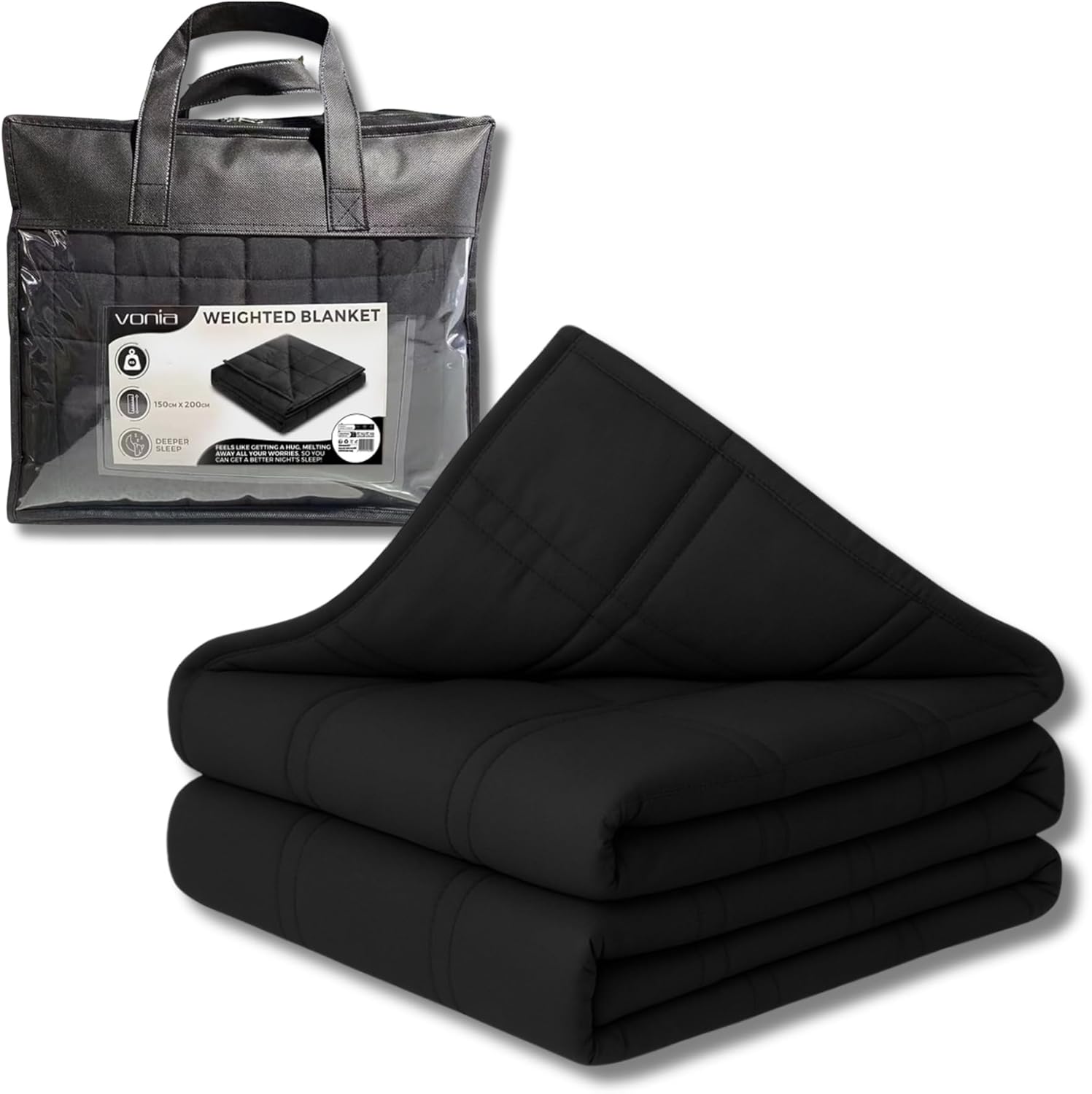 Vonia Coperta Ponderata 7 kg - 150x200 cm, Nera - immagine 1