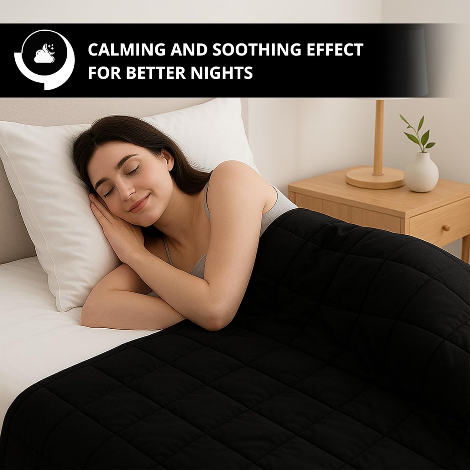 Vonia Coperta Ponderata 7 kg - 150x200 cm, Nera - immagine 3