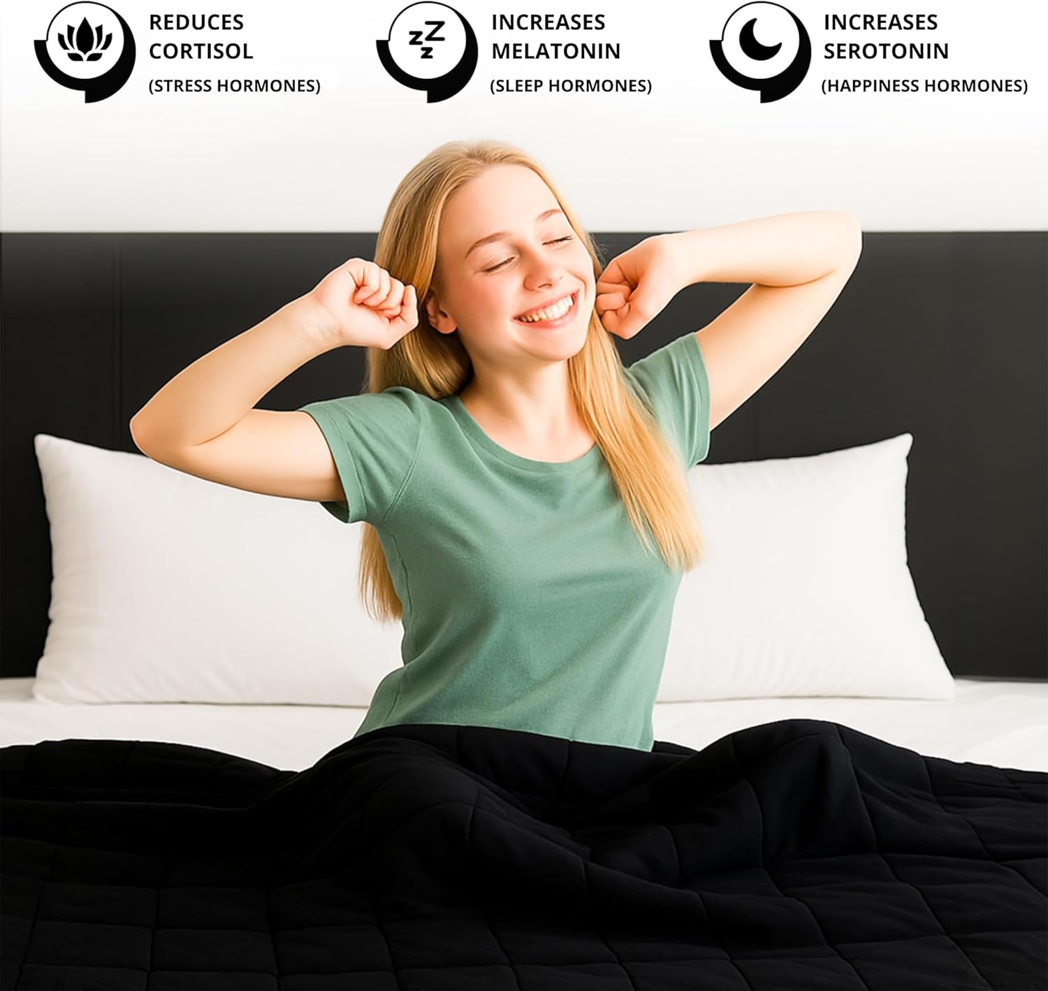 Vonia Coperta Ponderata 7 kg - 150x200 cm, Nera - immagine 5