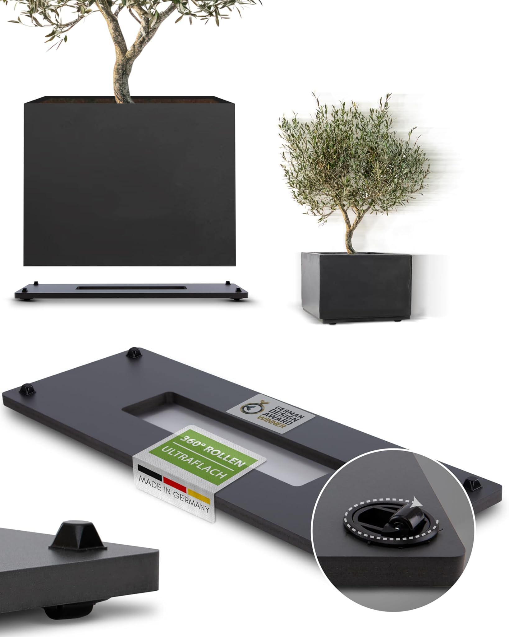 Pflanzwerk® Sottovaso con Rotelle *ULTRAPIATTO* 80x28cm