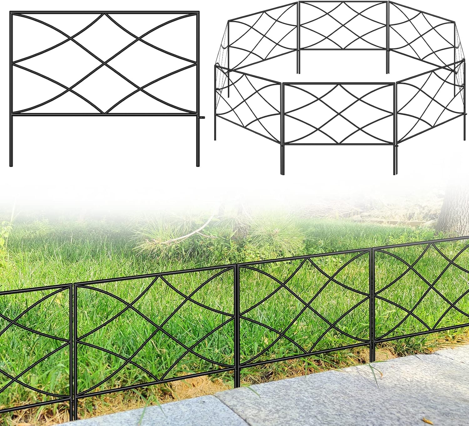 Thealyn Recinzione Decorativa da Giardino in Metallo, Nera