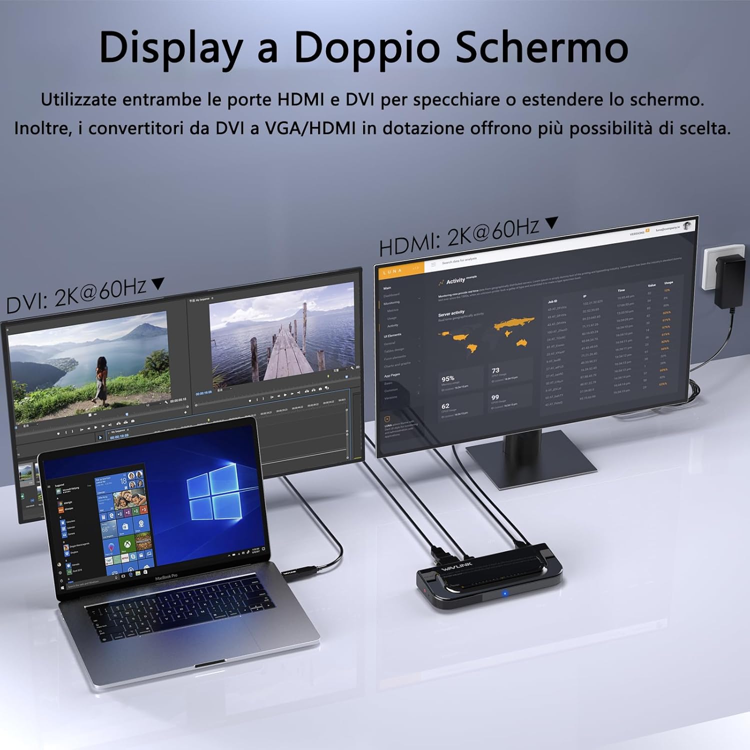 Wavlink Docking Station 13-in-1 USB-C Hub Dual Display - immagine 3