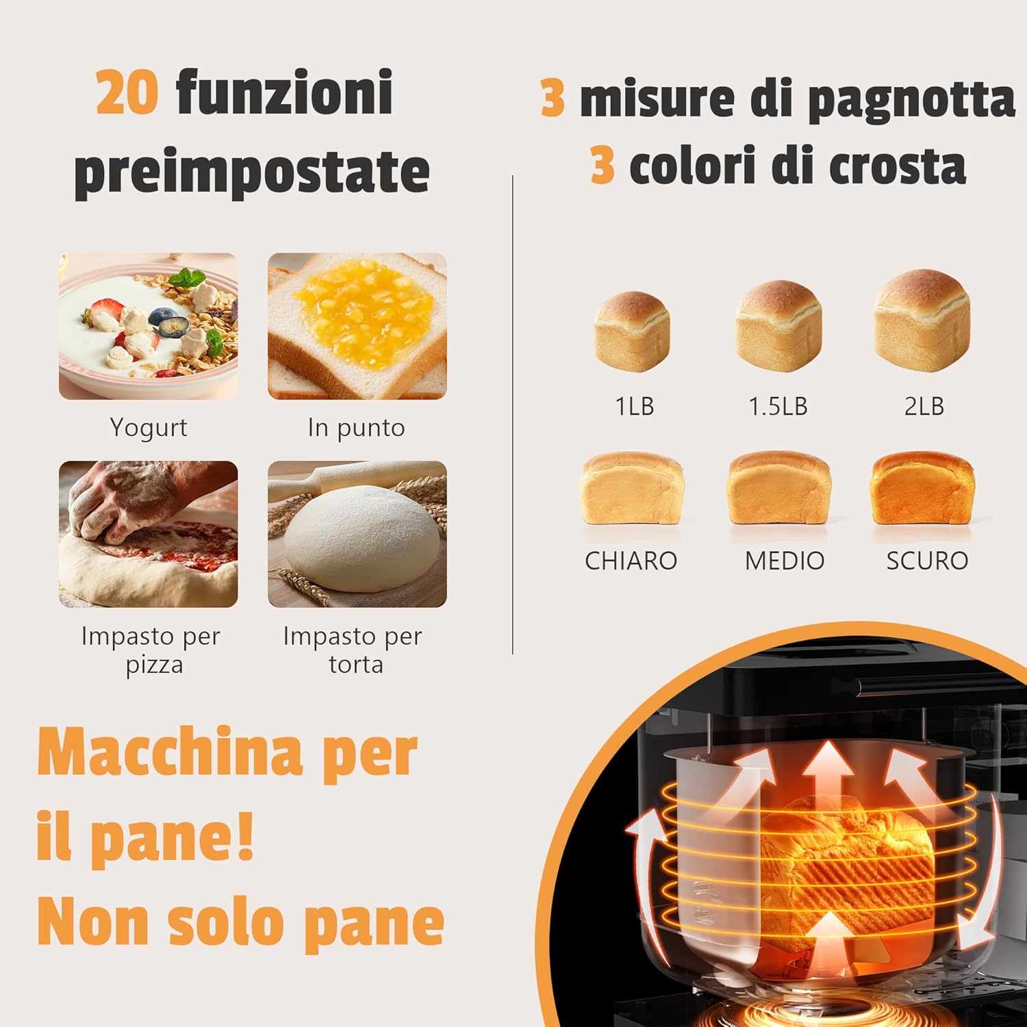 Karinear Macchina del Pane Automatica 20 Programmi 650W - immagine 2