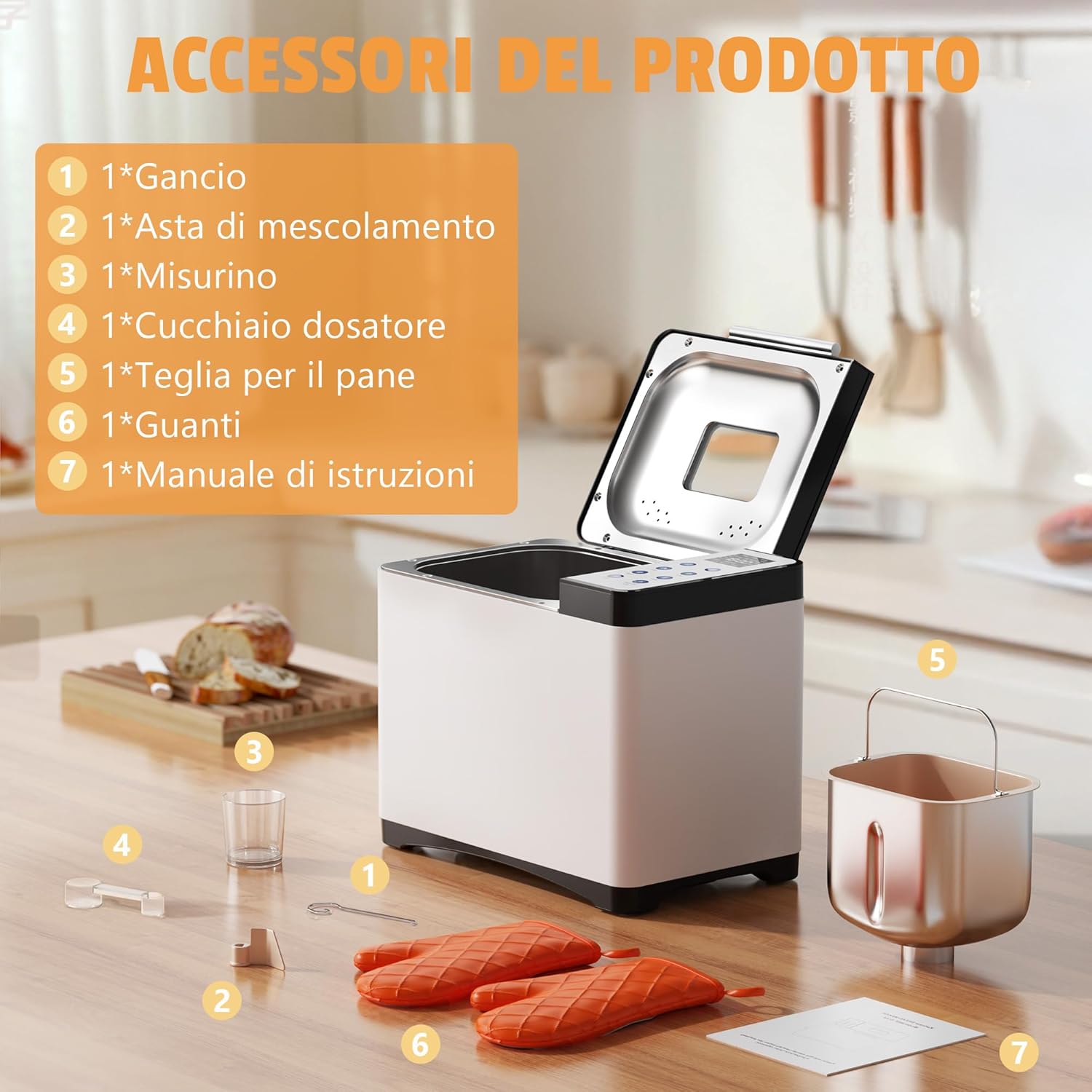 Karinear Macchina del Pane Automatica 20 Programmi 650W - immagine 6