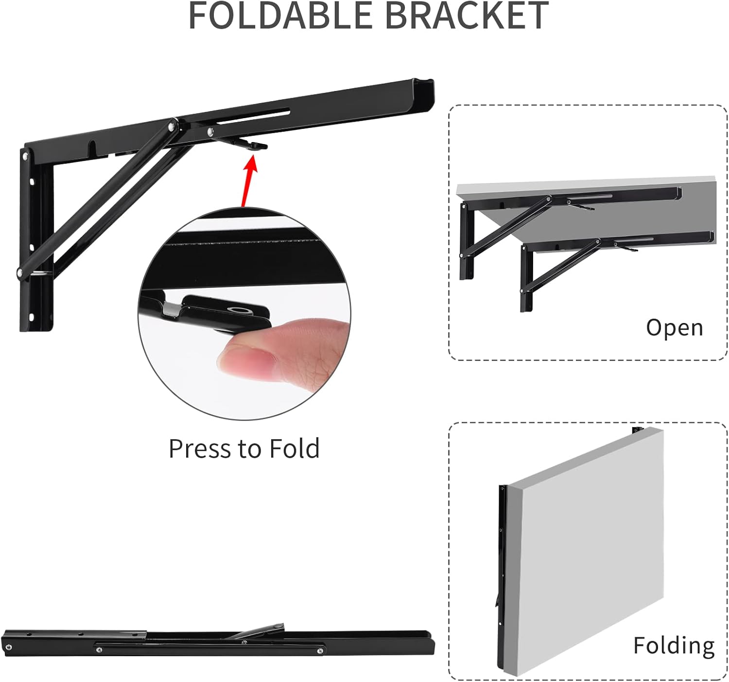 YUMORE Staffe Pieghevoli per Mensole 500mm - 2 Pezzi - immagine 3