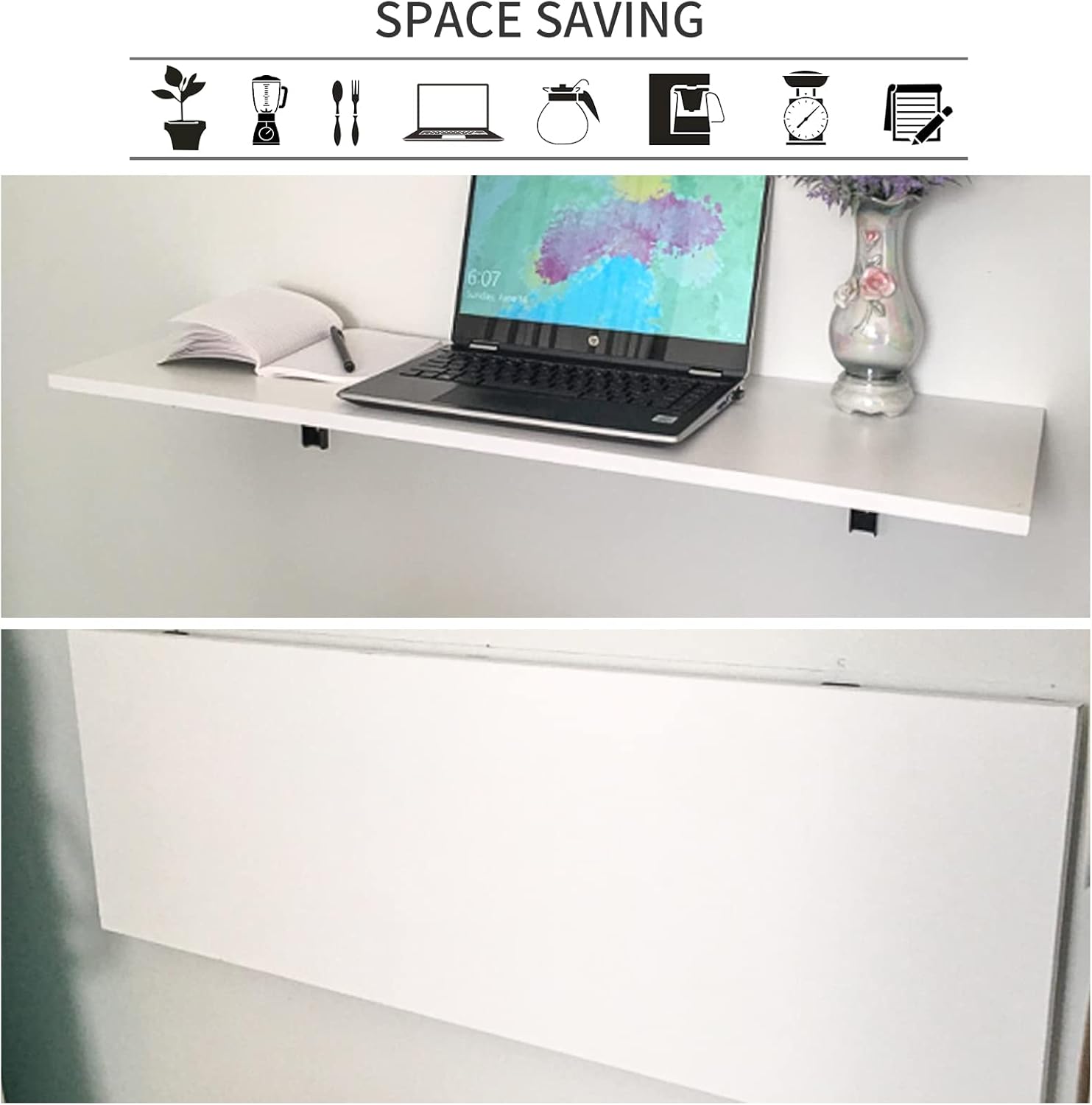 YUMORE Staffe Pieghevoli per Mensole 500mm - 2 Pezzi - immagine 5