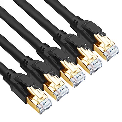 Yauhody Cavo Ethernet Cat 8 3 metri 5 Pezzi, Nero