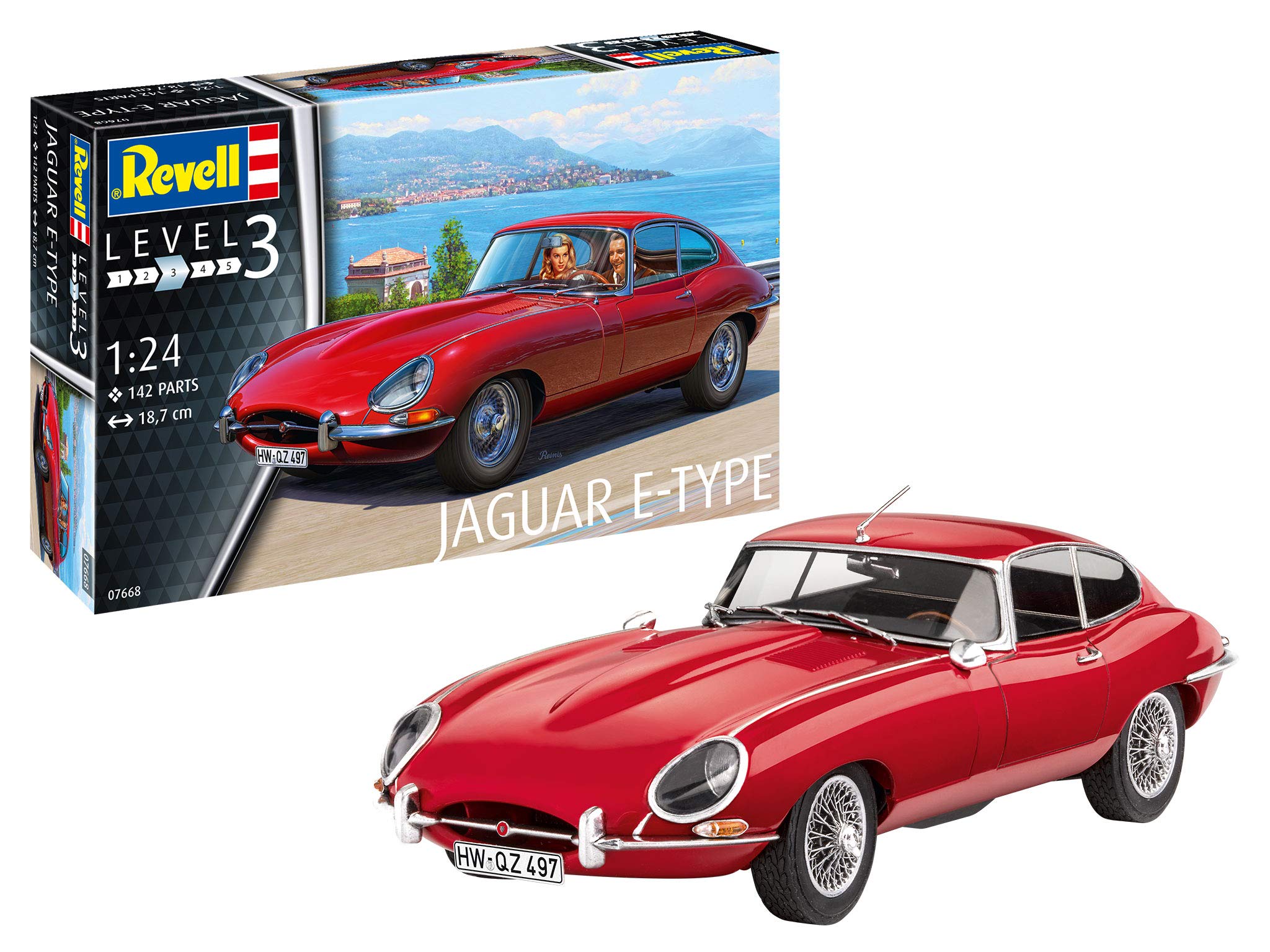 Revell 07668 Jaguar E-Type Coupé Model kit modello, Colore Rosso, 1:24, RV07668