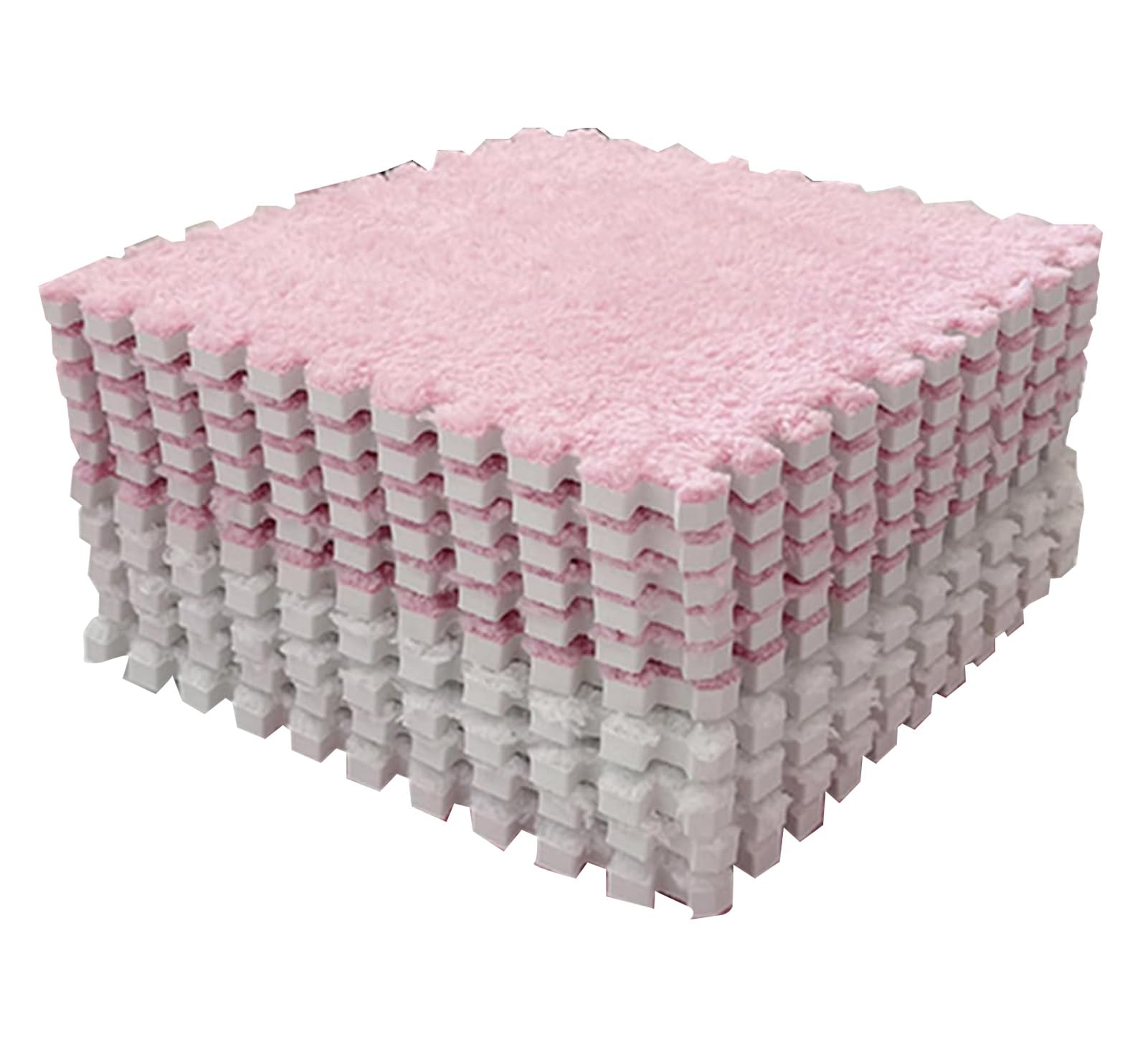 10 tappetini quadrati in schiuma di peluche da 30 cm (rosa bianco)