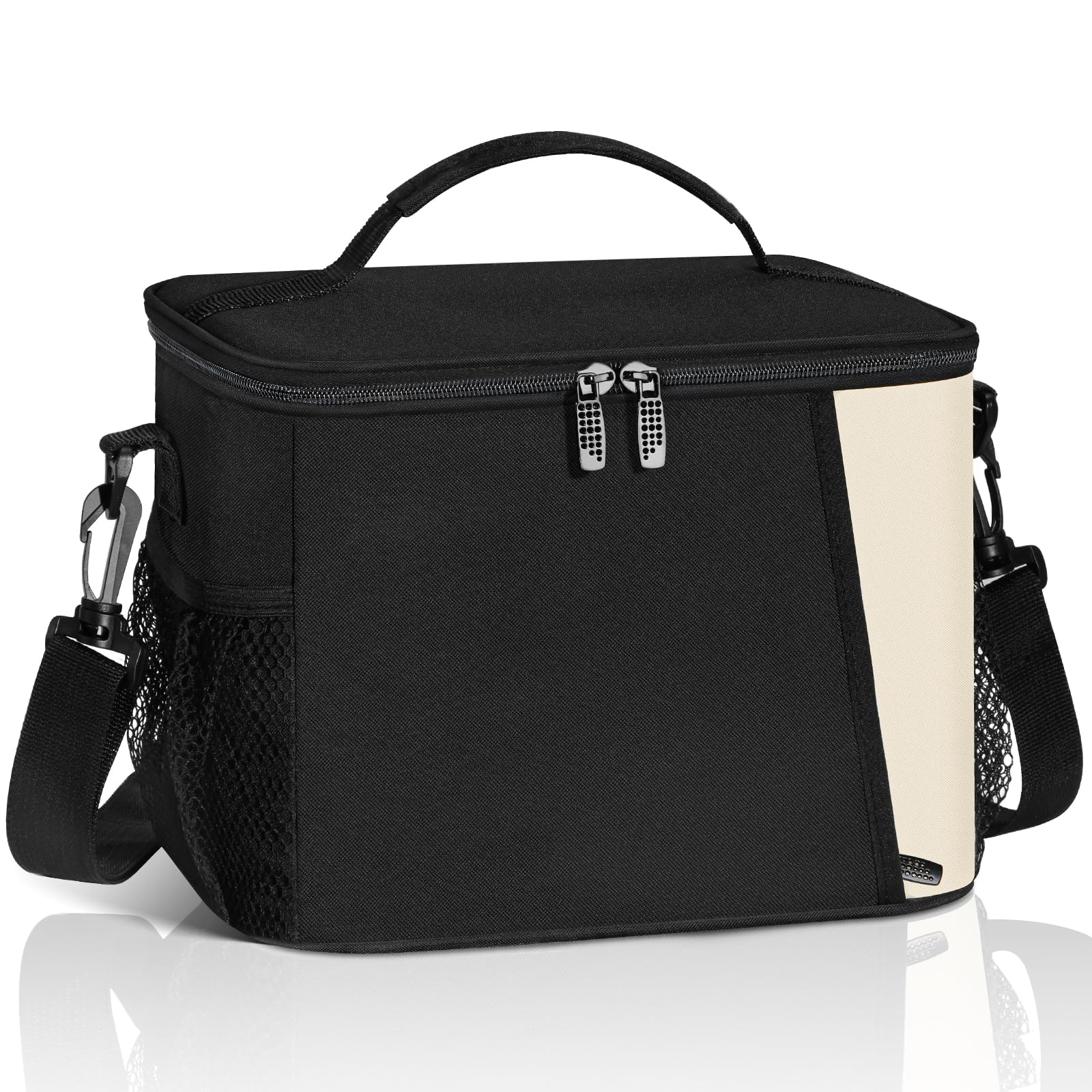 Borsa Termica Porta Pranzo 8,6 L, Borsa Frigo Anti-Perdite con Tracolla Regolabile, Lunch Bag ad Ampia Apertura per Ufficio, Scuola e Picnic, Nero