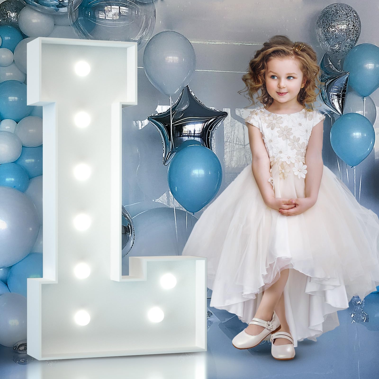 Lettere Luminose Giganti 90cm con LED, Bianco