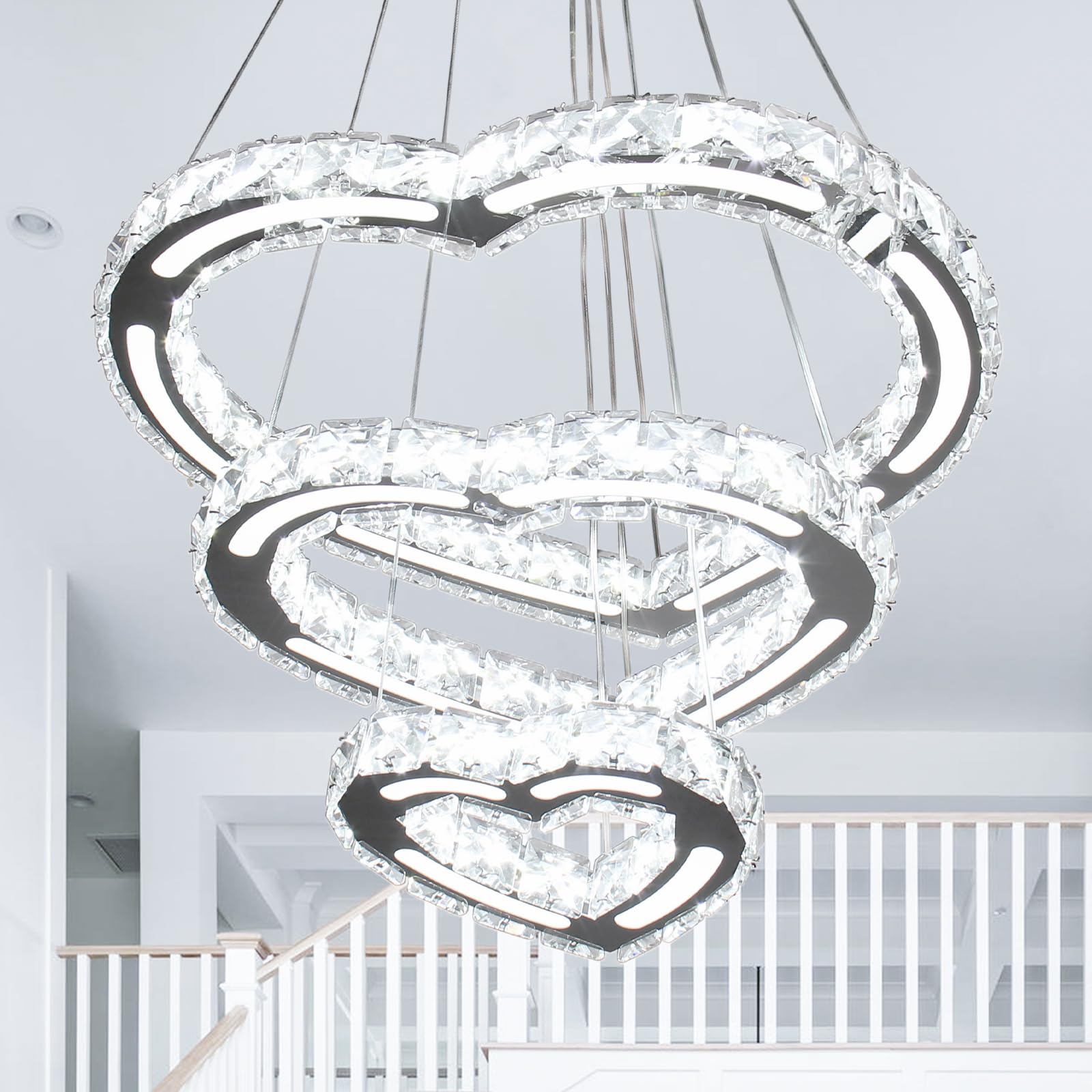 Lampadario Moderno a LED in Cristallo (Love234White)