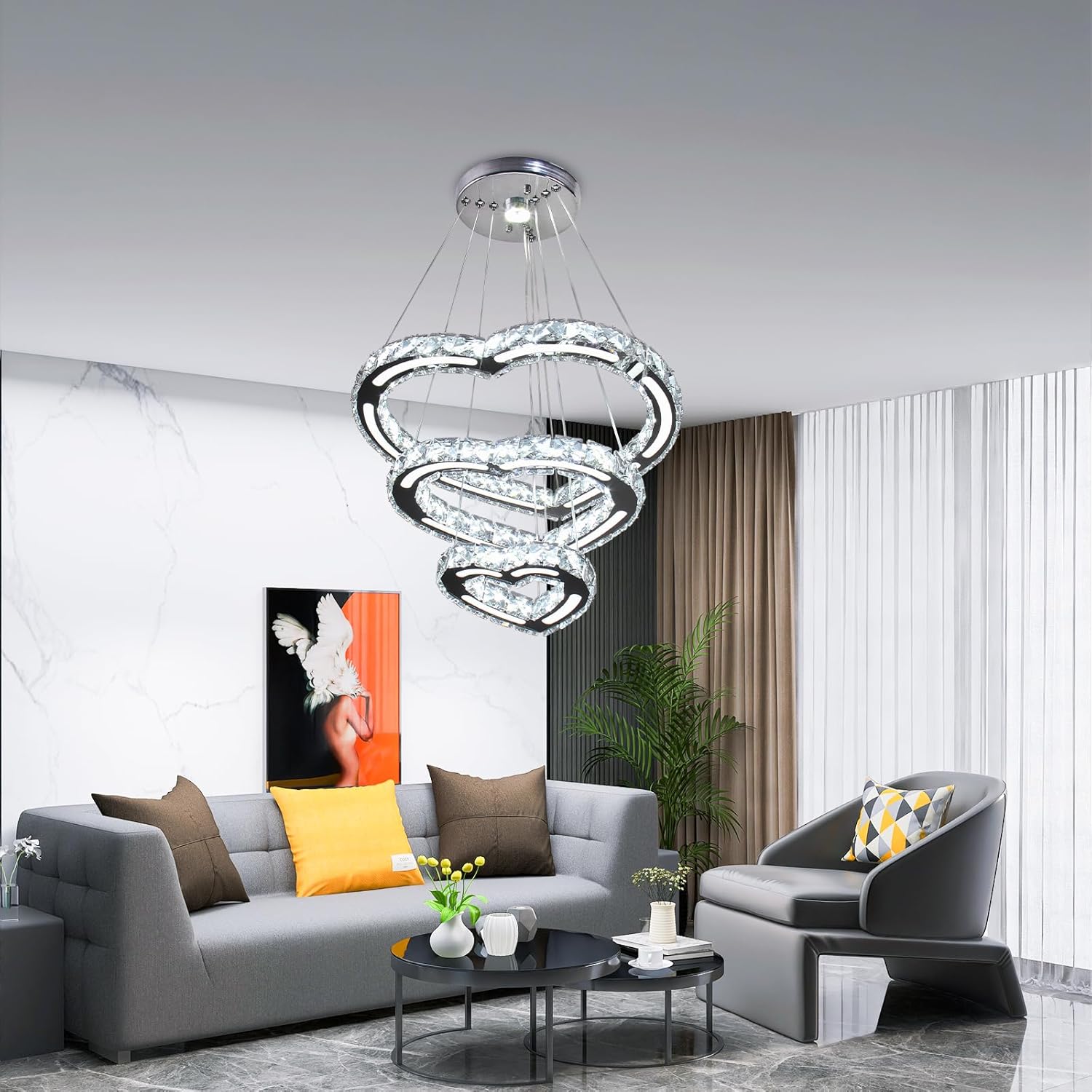 Lampadario Moderno a LED in Cristallo (Love234White) - immagine 4