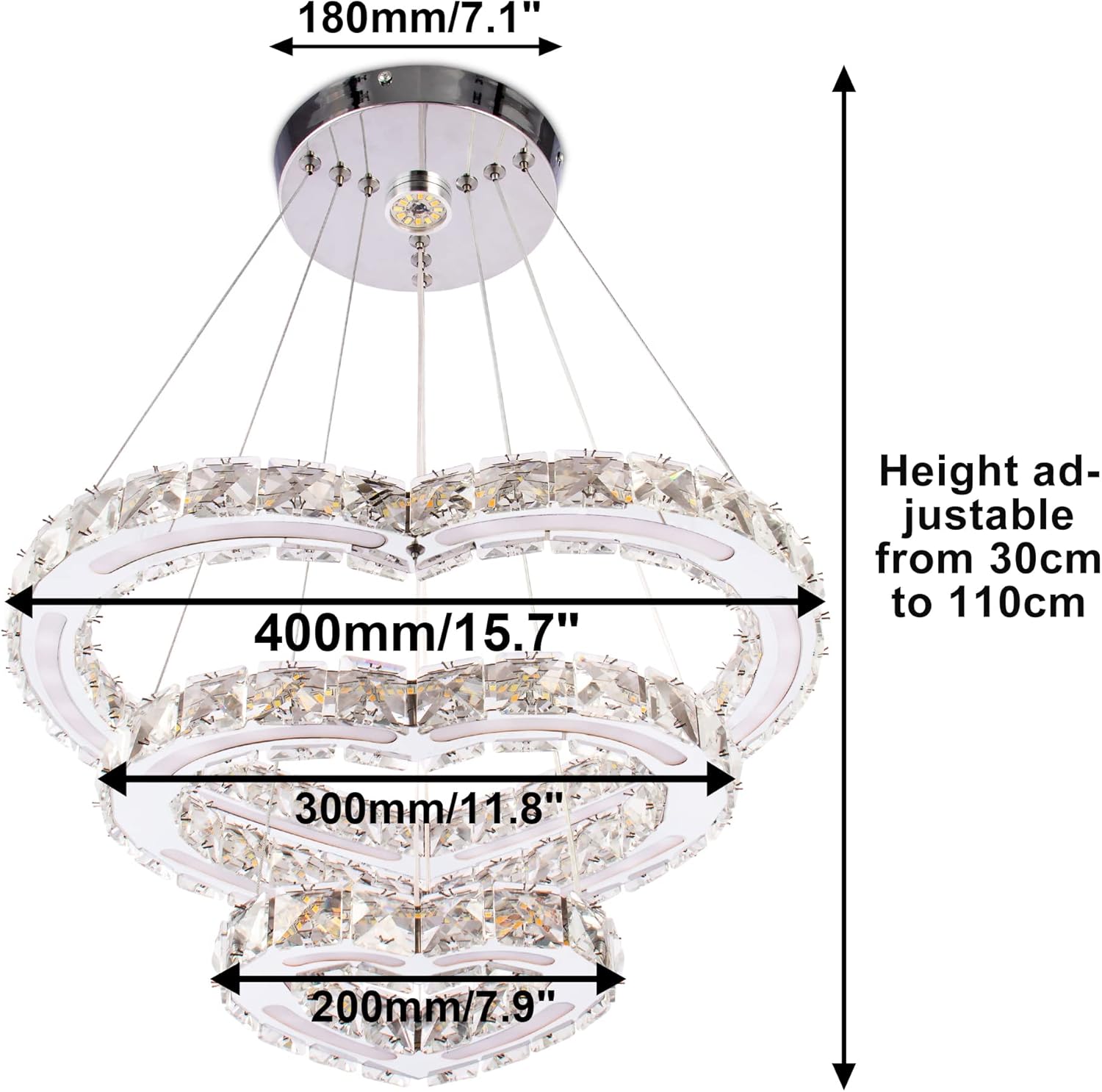 Lampadario Moderno a LED in Cristallo (Love234White) - immagine 5