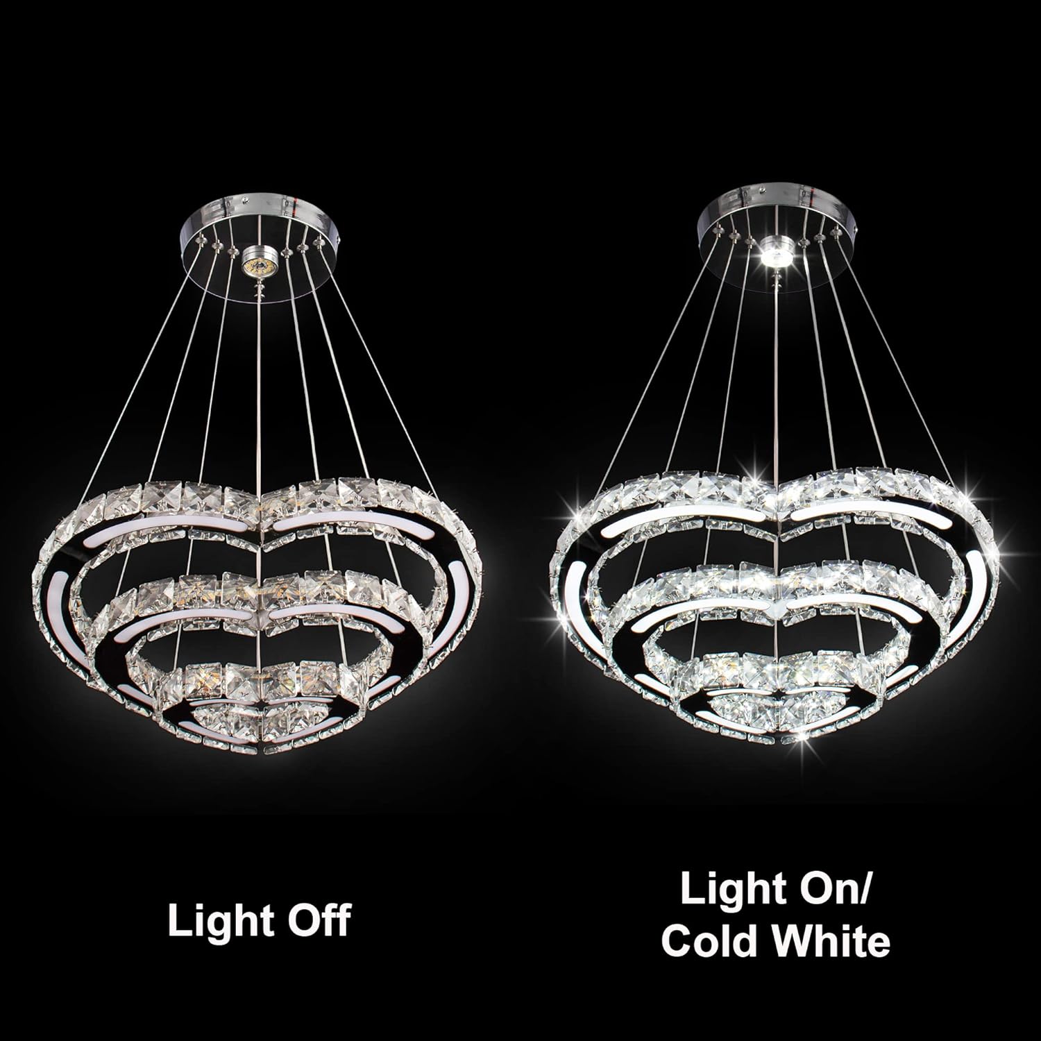 Lampadario Moderno a LED in Cristallo (Love234White) - immagine 6