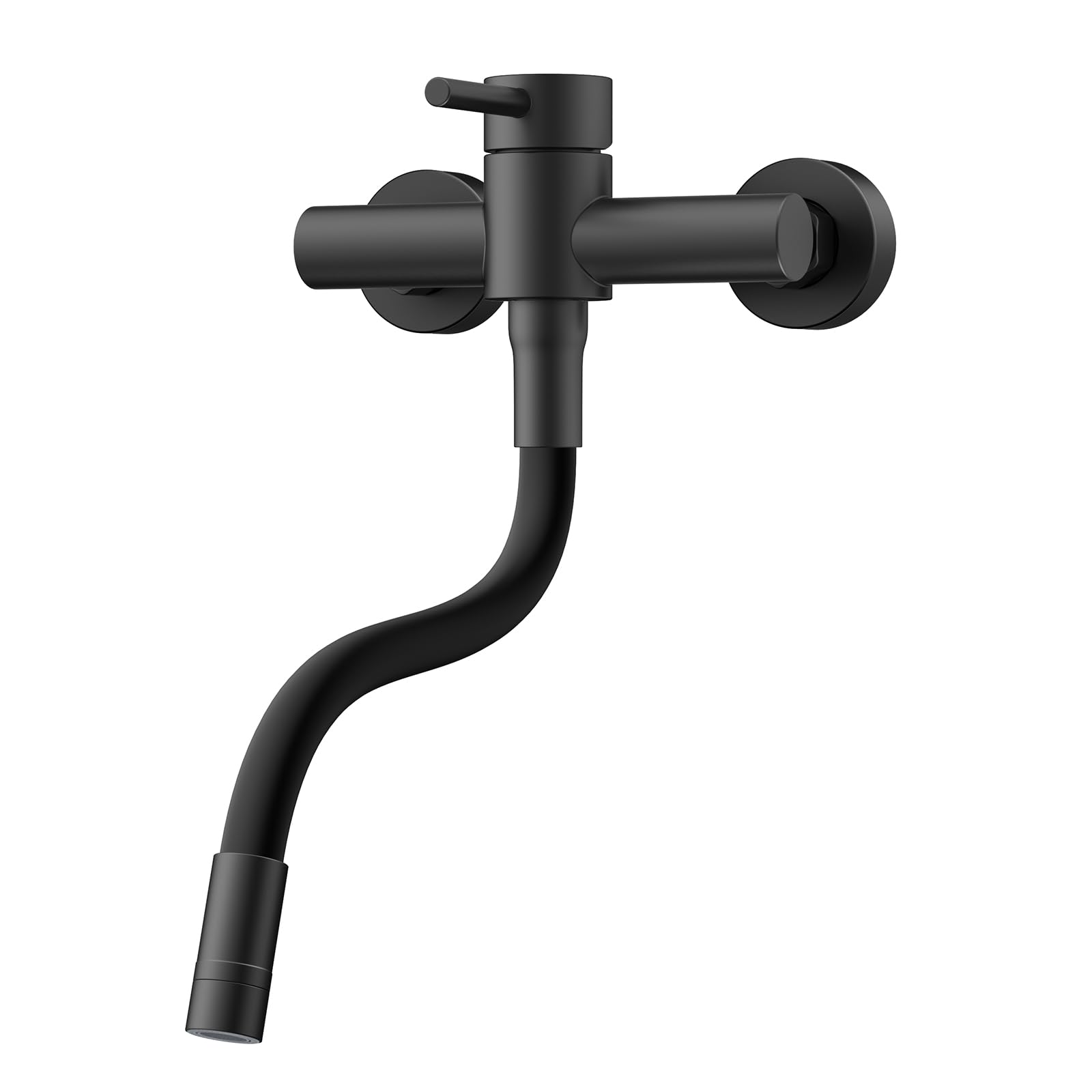 Hurran Rubinetto Cucina a Muro Girevole, Nero Matte