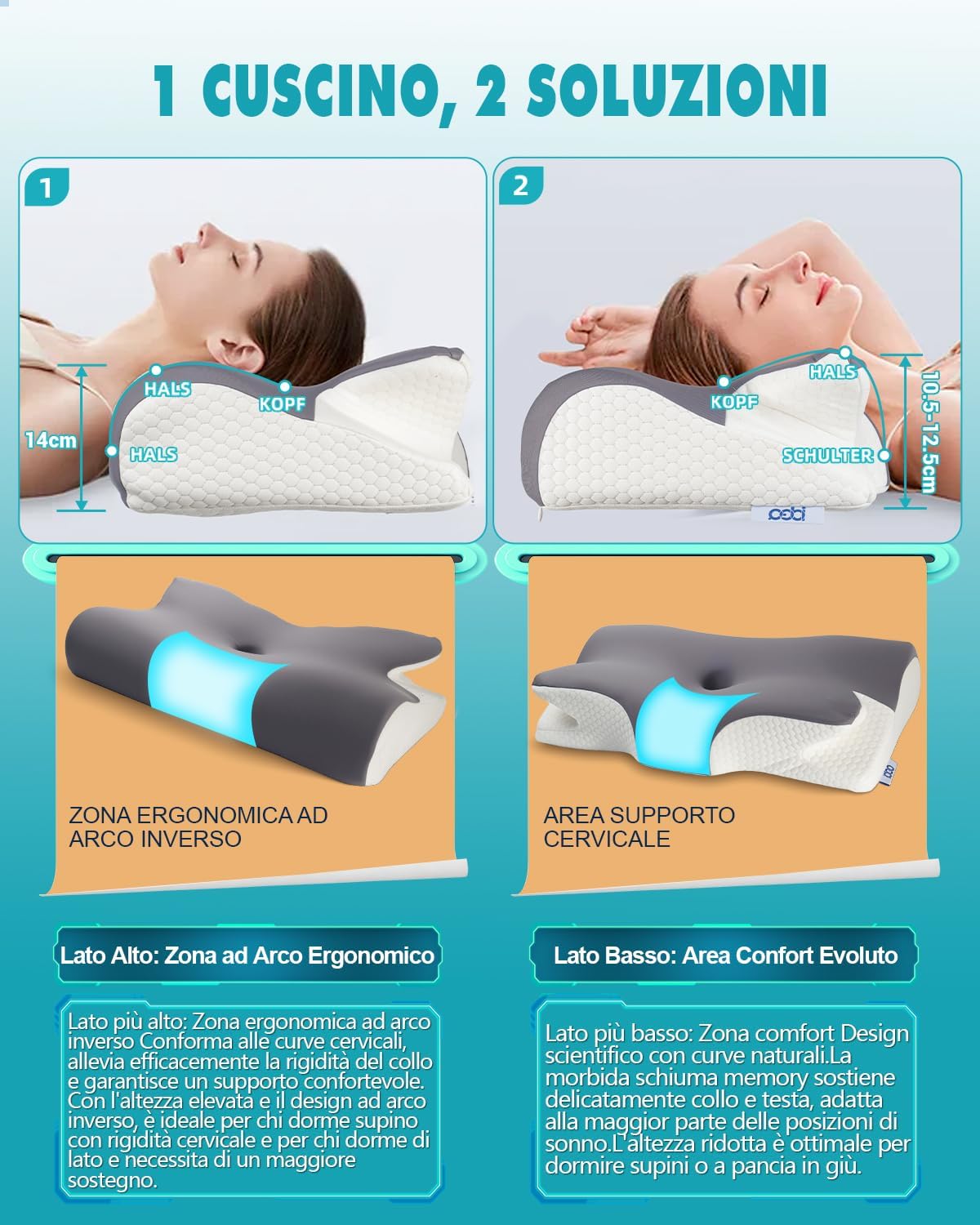 Idea Cuscino Cervicale Memory Foam Ortopedico - immagine 4