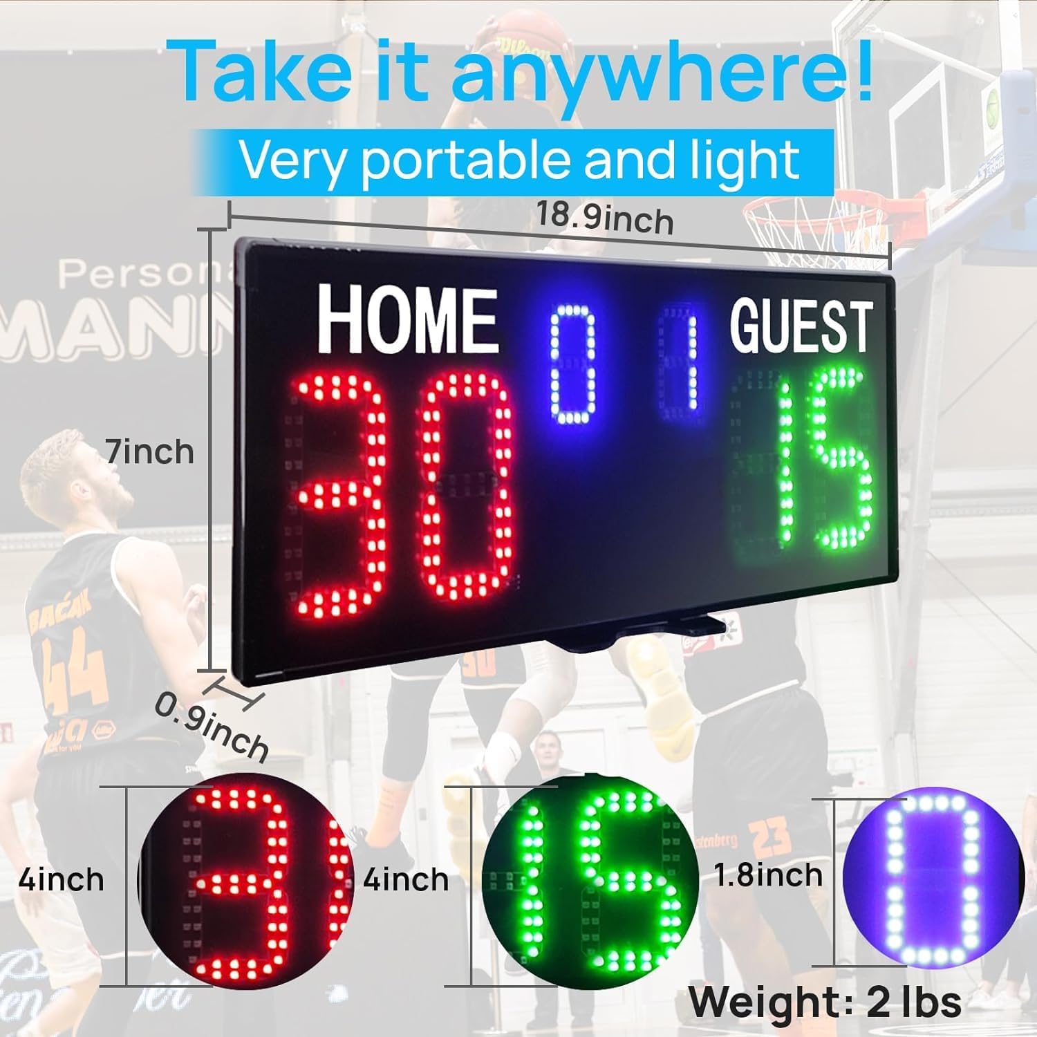 YZ Tabellone Segnapunti Elettronico LED con Telecomando - immagine 4