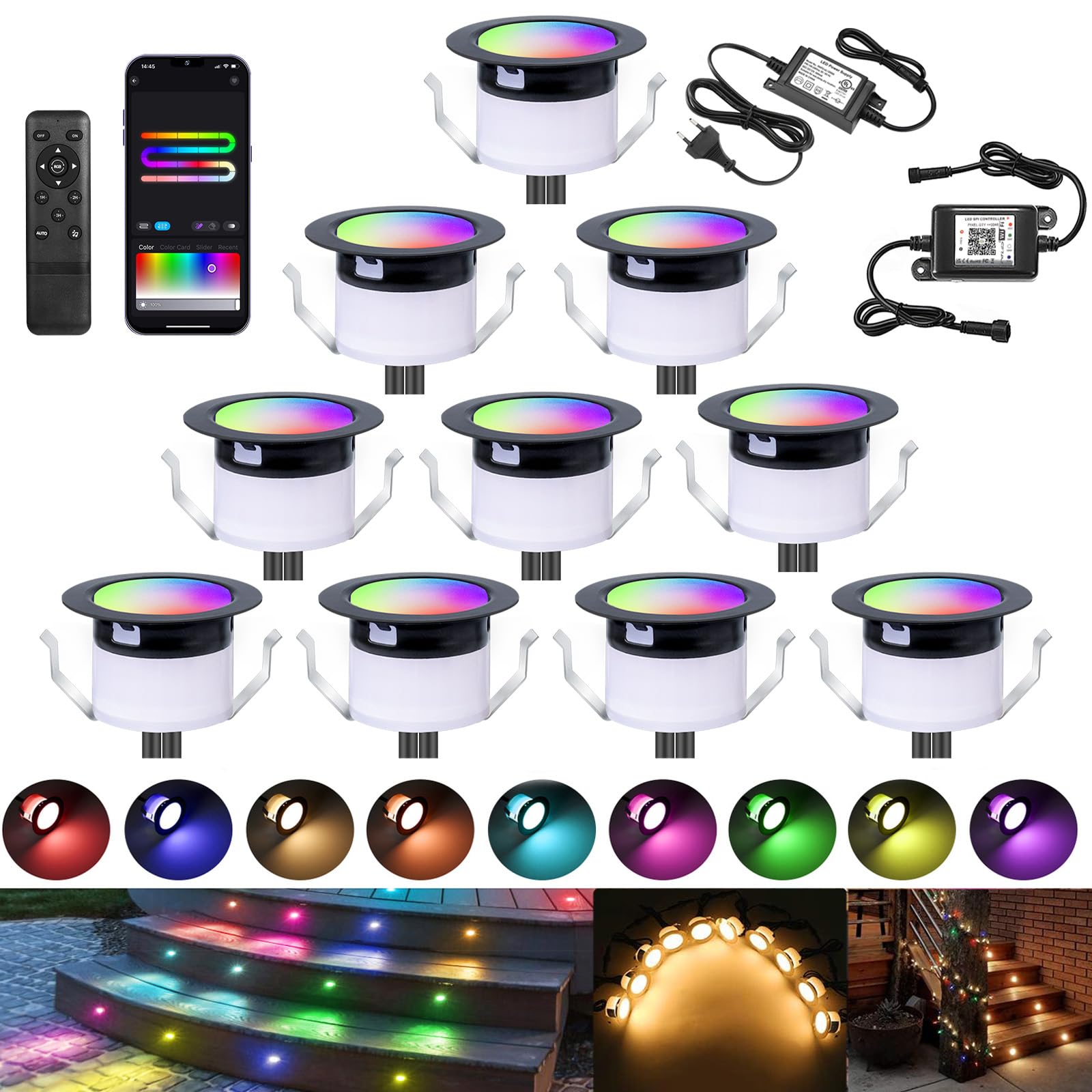 Subosi 10pz Luci LED da Incasso WiFi RGBIC+Bianco Caldo