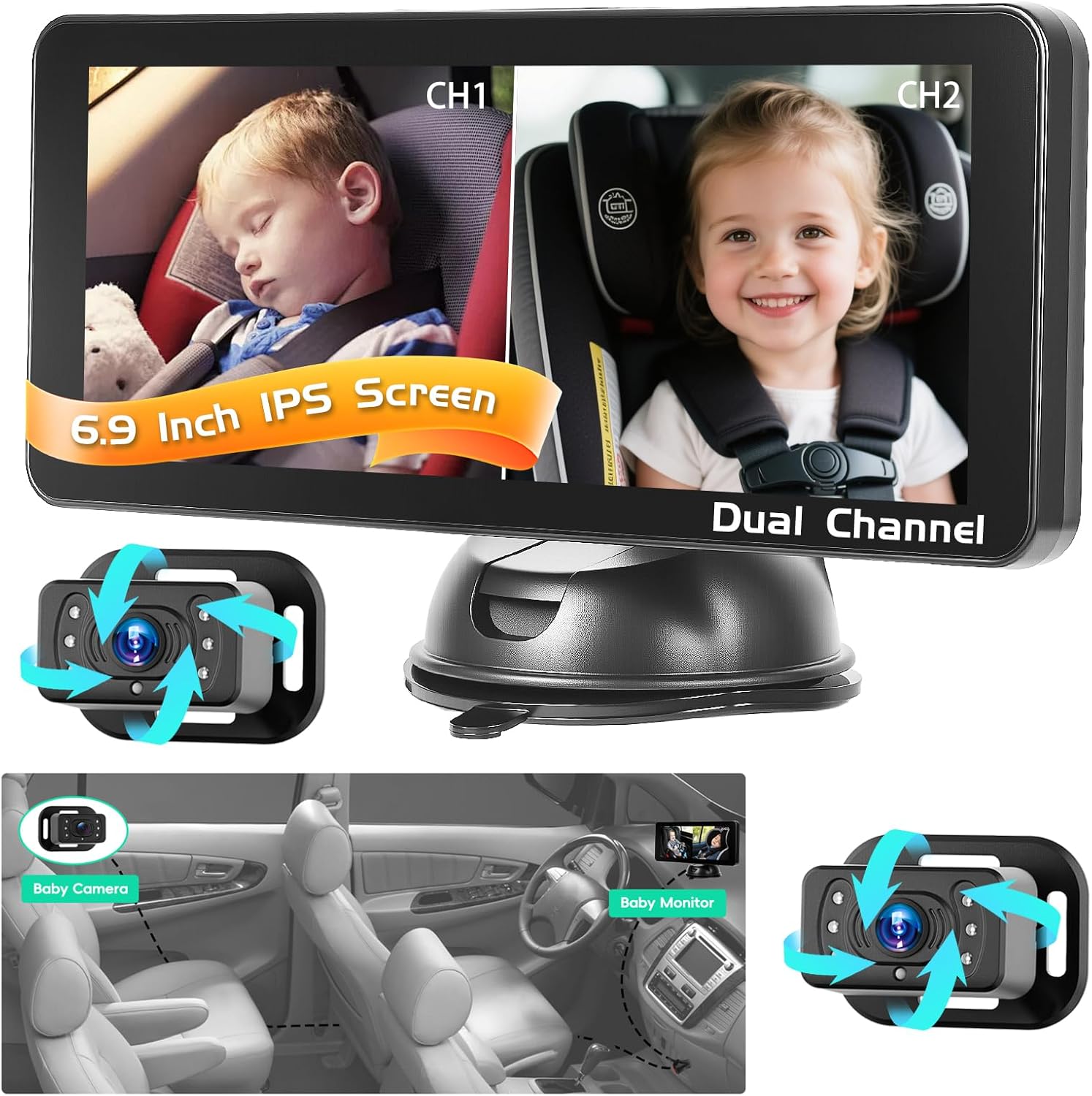 Videocamera per Bambini con 2 Camere e Monitor HD 6,9" - immagine 1