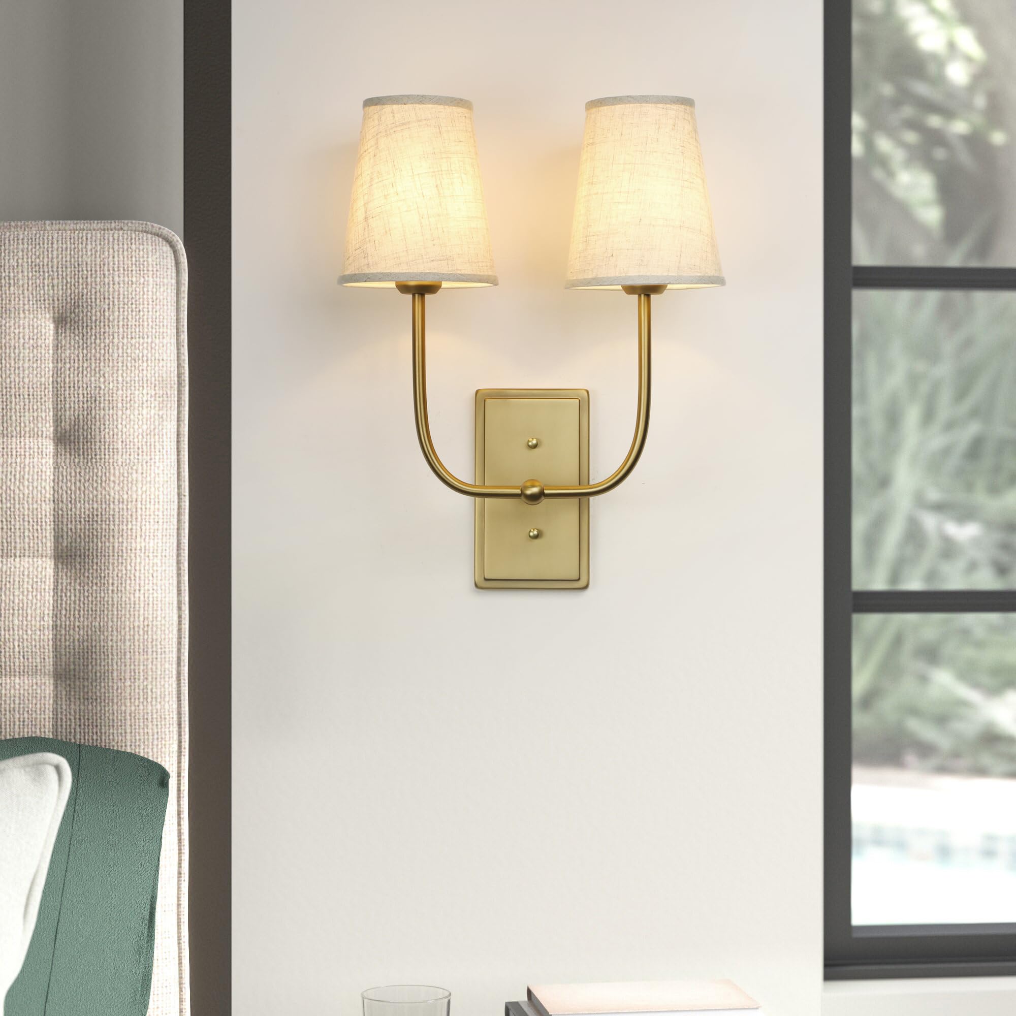 Yosoan 2 Lampade da Parete Flaming con Paralume in Tessuto