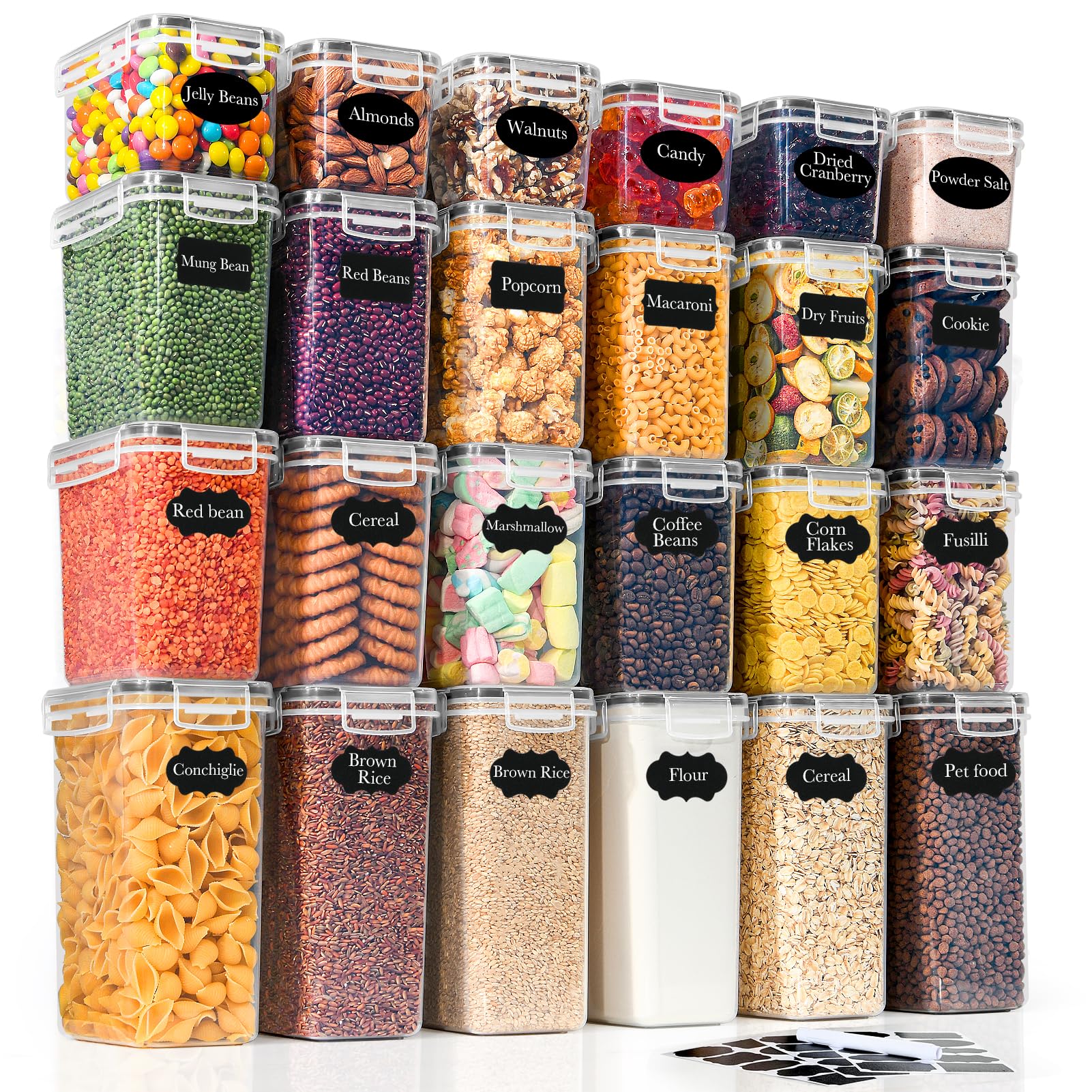 Gomaihe Set 24 Barattoli con Coperchio per Alimenti
