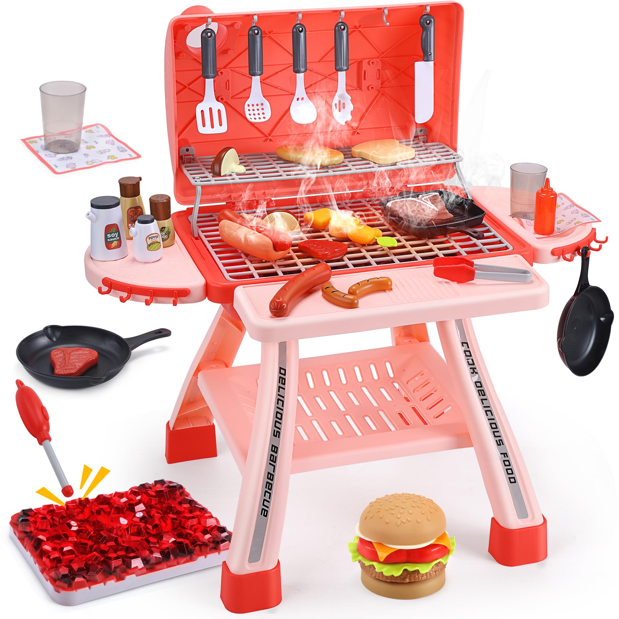 Cute Stone Barbecue Giocattolo per Bambini, Rosa