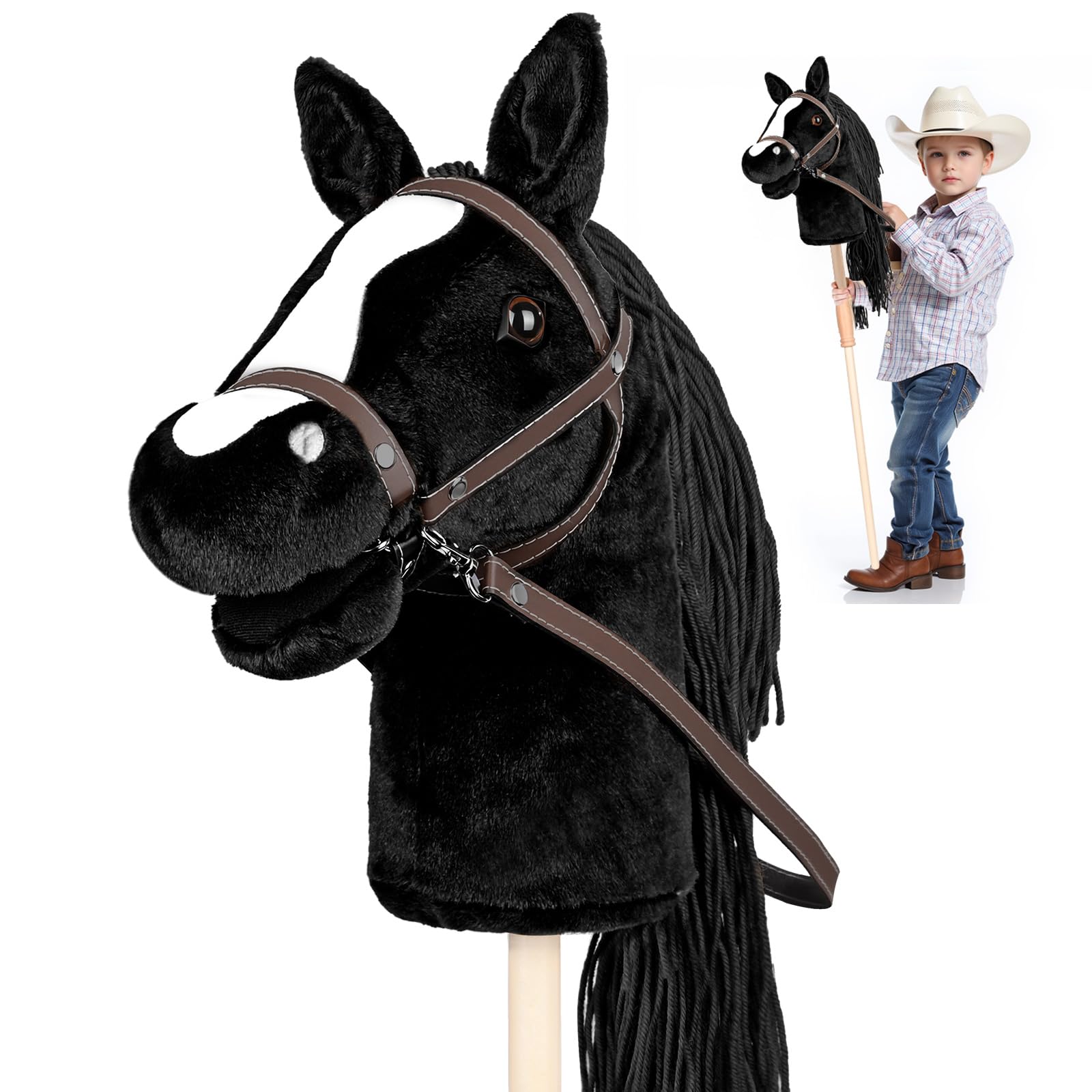 Diealles Shine Hobby Horse, Cavallo con Bastone per Bambini Regalo, Cavalli Giocattolo con Coda Fluente e Cinghia