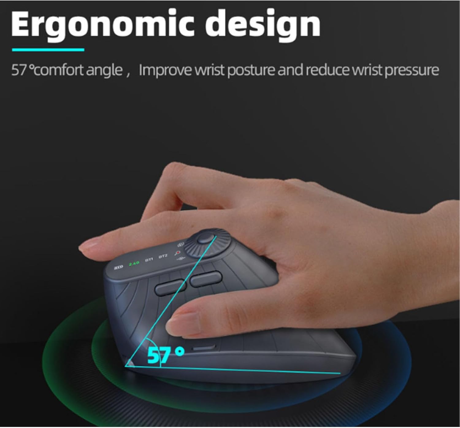 PUSOKEI Mouse Verticale Ergonomico 2.4G, Mouse Wireless Bluetooth ...