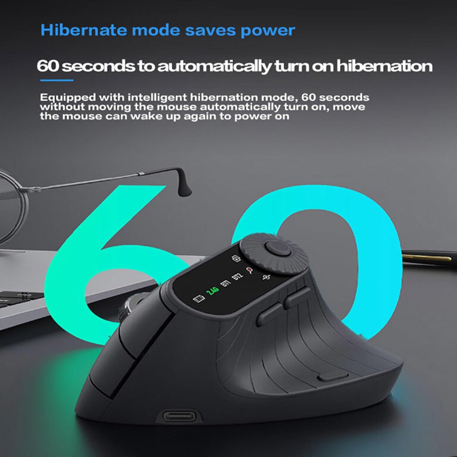 PUSOKEI Mouse Verticale Ergonomico 2.4G, Mouse Wireless Bluetooth ...
