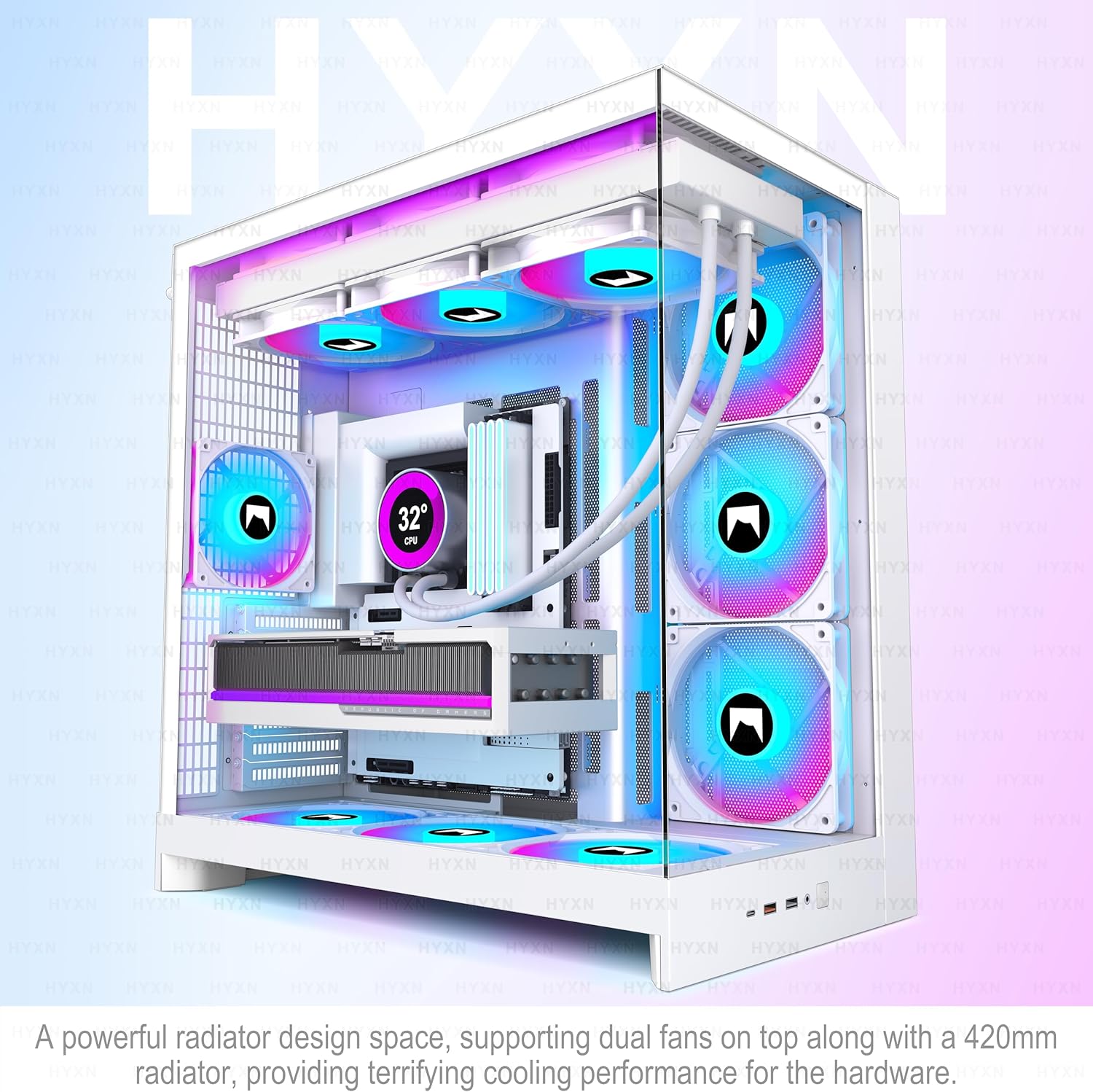 Hyxn ATX PC Case H2-RGB - Mid-Tower Airflow Gaming - immagine 2
