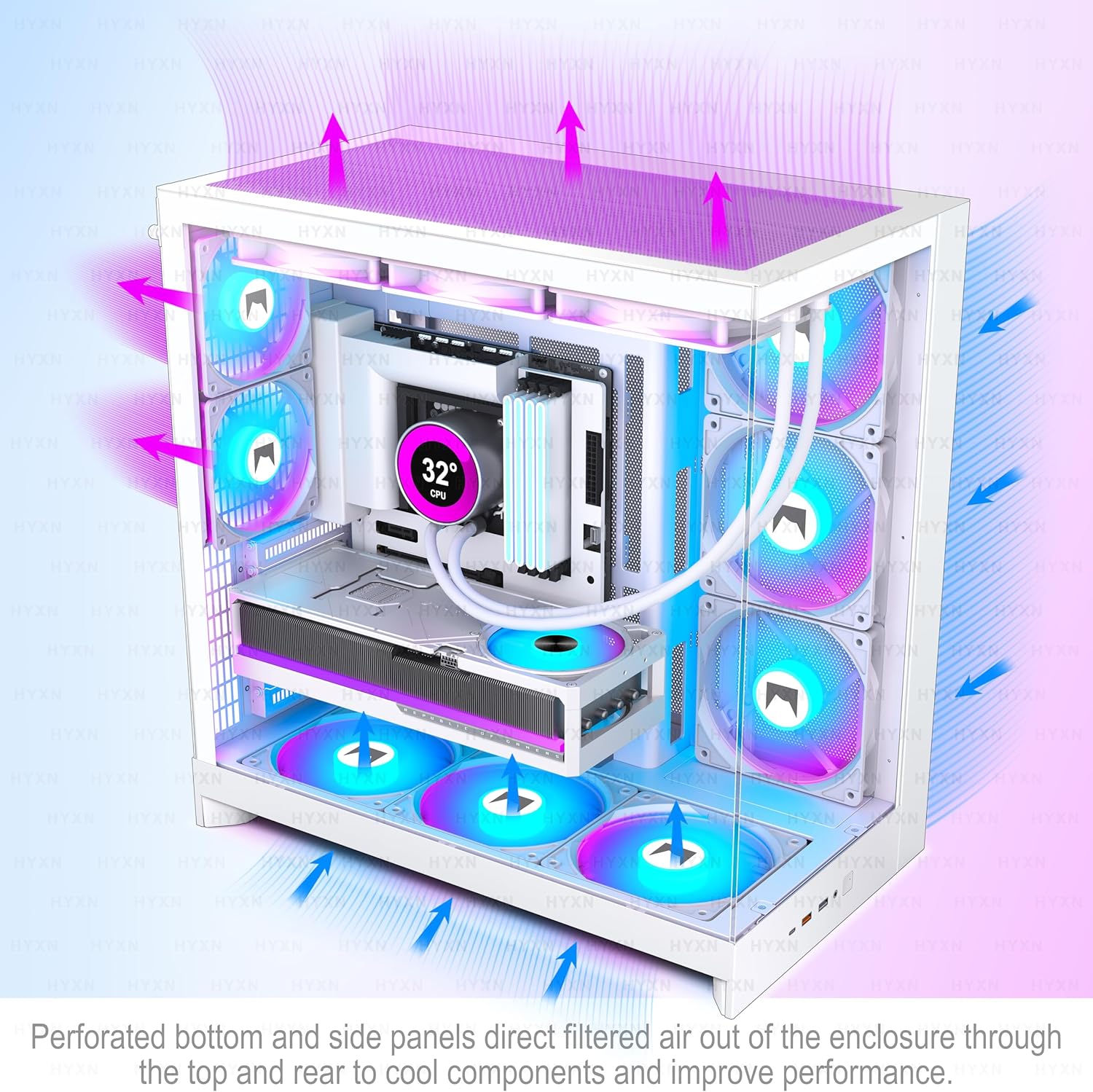 Hyxn ATX PC Case H2-RGB - Mid-Tower Airflow Gaming - immagine 3