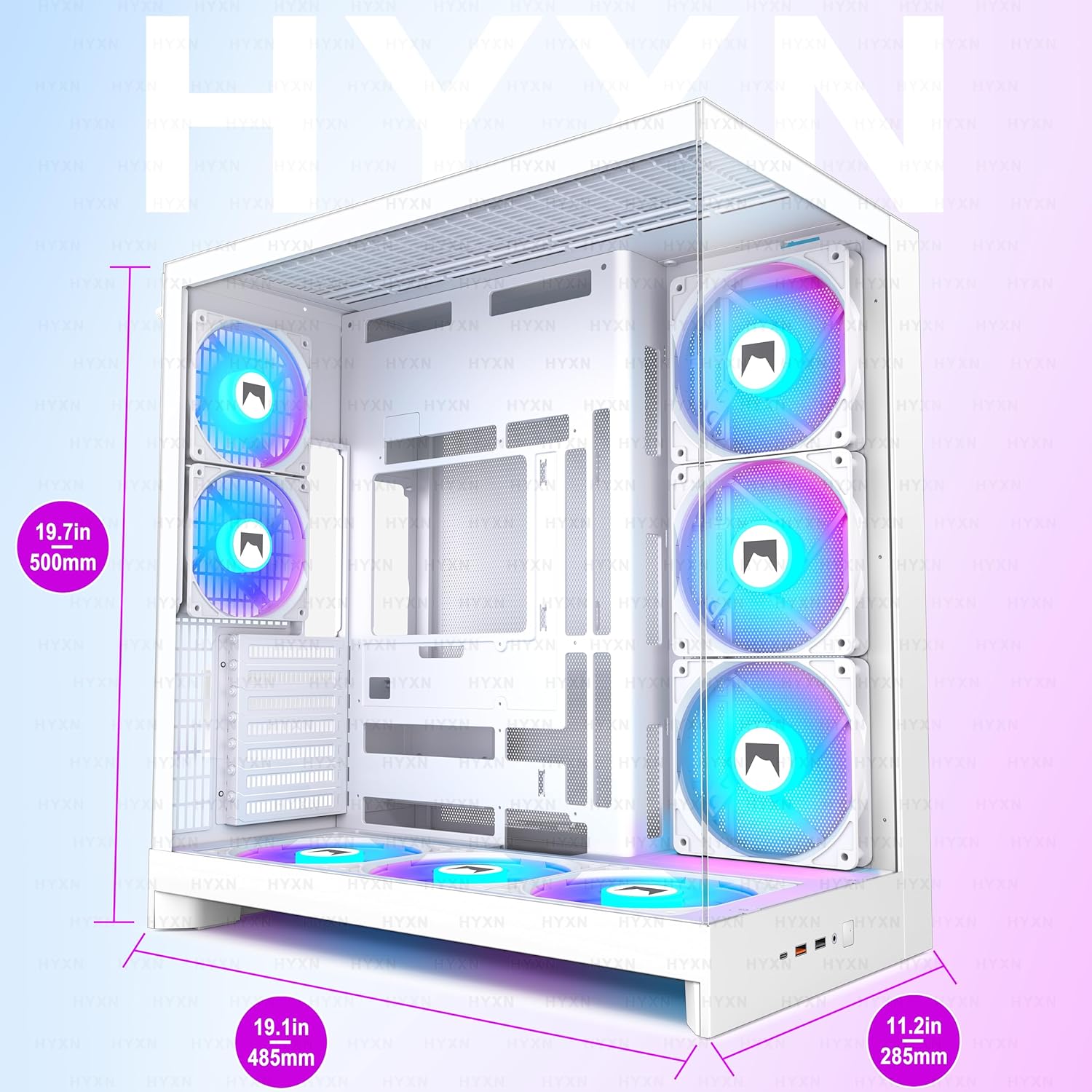 Hyxn ATX PC Case H2-RGB - Mid-Tower Airflow Gaming - immagine 5