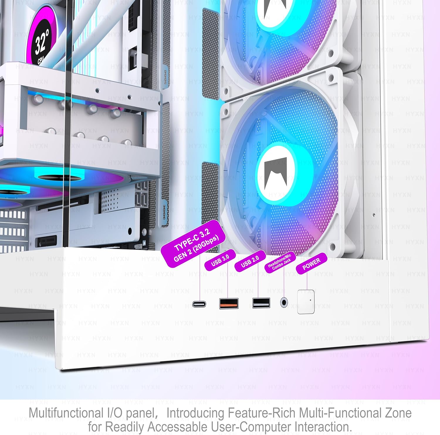 Hyxn ATX PC Case H2-RGB - Mid-Tower Airflow Gaming - immagine 9