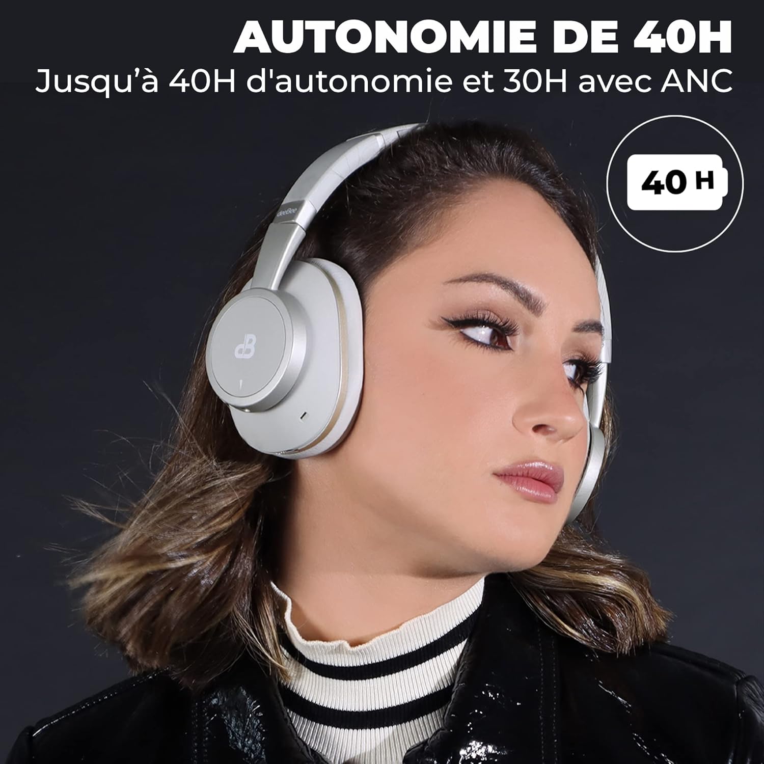 Deebee dB-Pulse Cuffie Bluetooth ANC 40mm, Nero - immagine 3