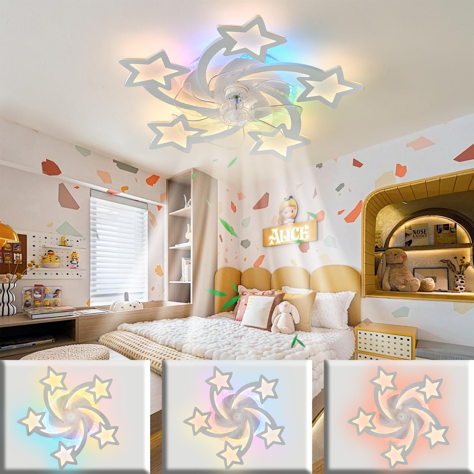 Lampadario con Ventilatore da Soffitto Bambini 69CM