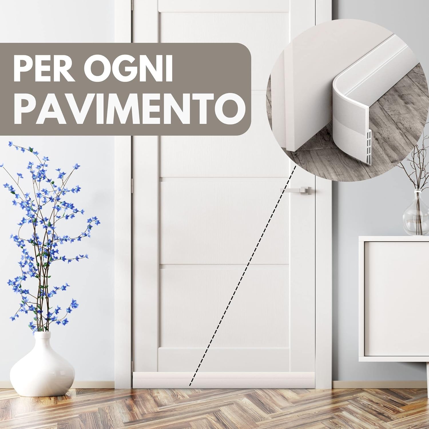 Vellure® Paraspifferi Sottoporta Premium (5 x Bianco) - immagine 4