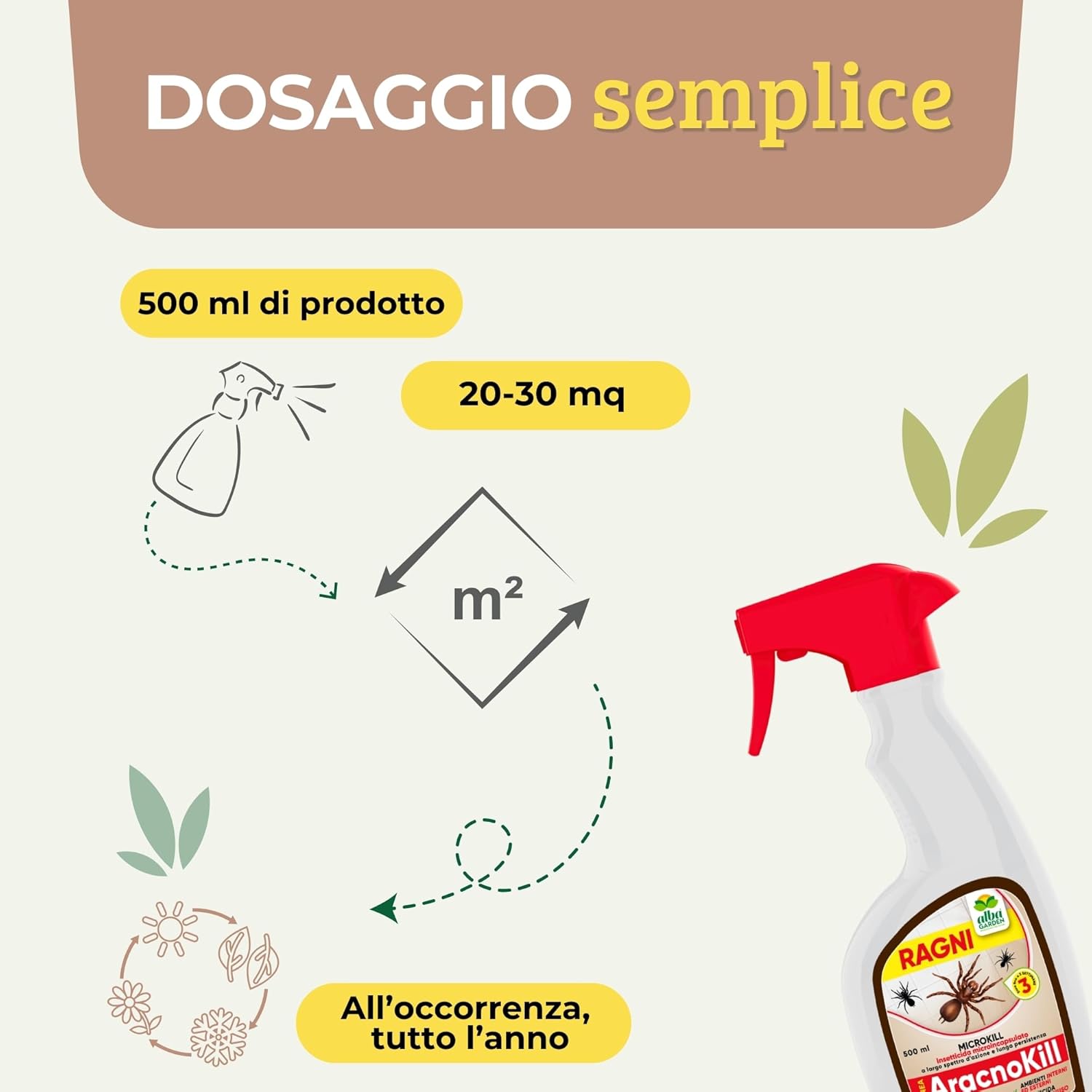 Albagarden Insetticida Ragni e Insetti Spray 500ml - immagine 3