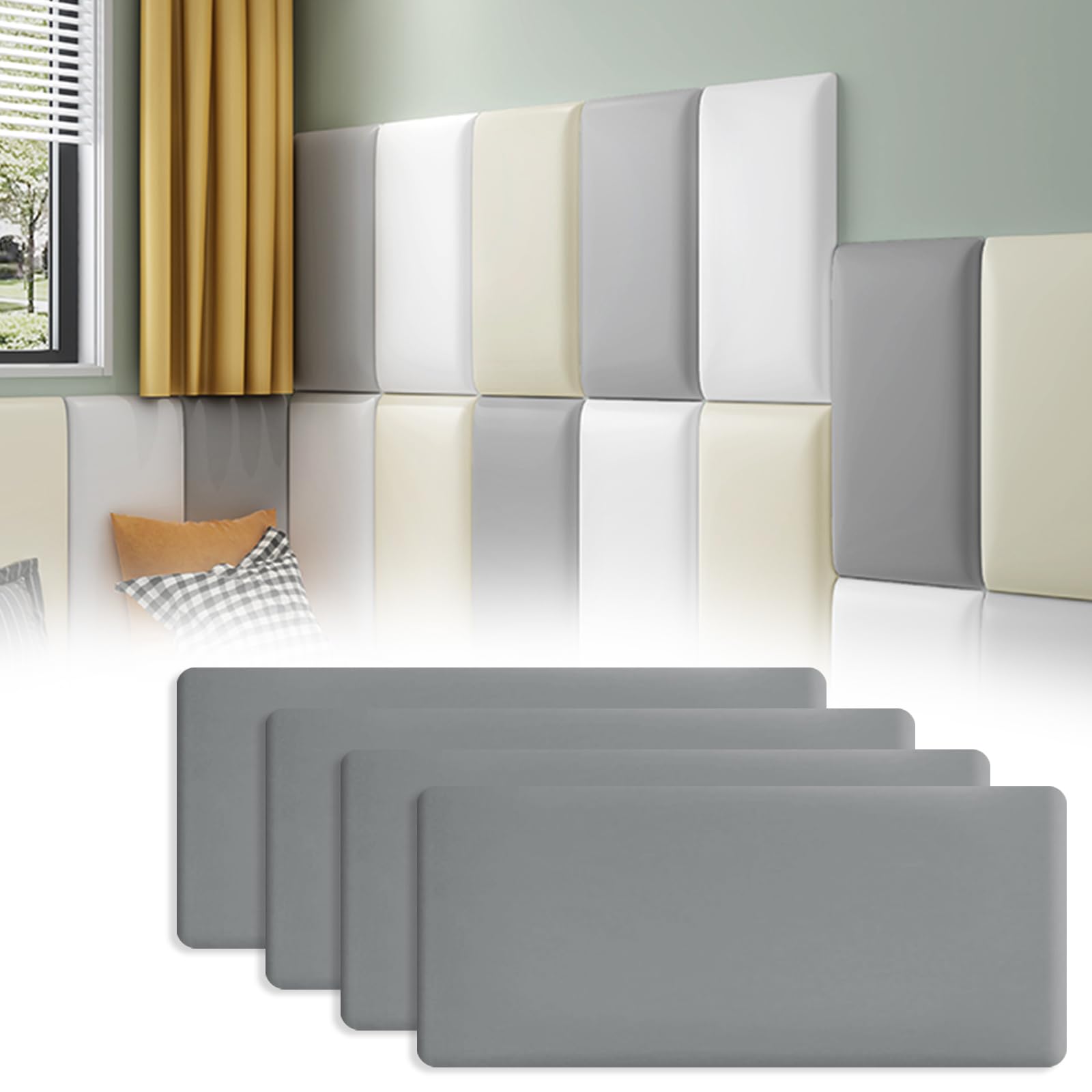 Pannelli da Parete 3D Anti-Collisione, Grigio - 4 Pezzi