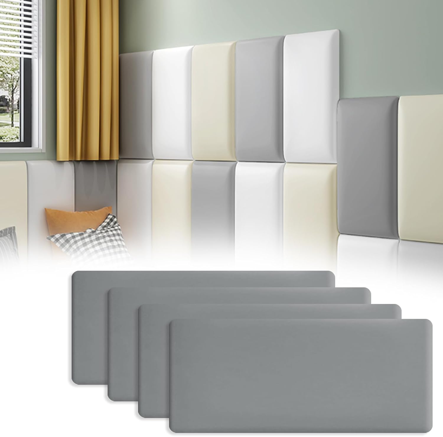 Pannelli da Parete 3D Anti-Collisione, Grigio - 4 Pezzi - immagine 1